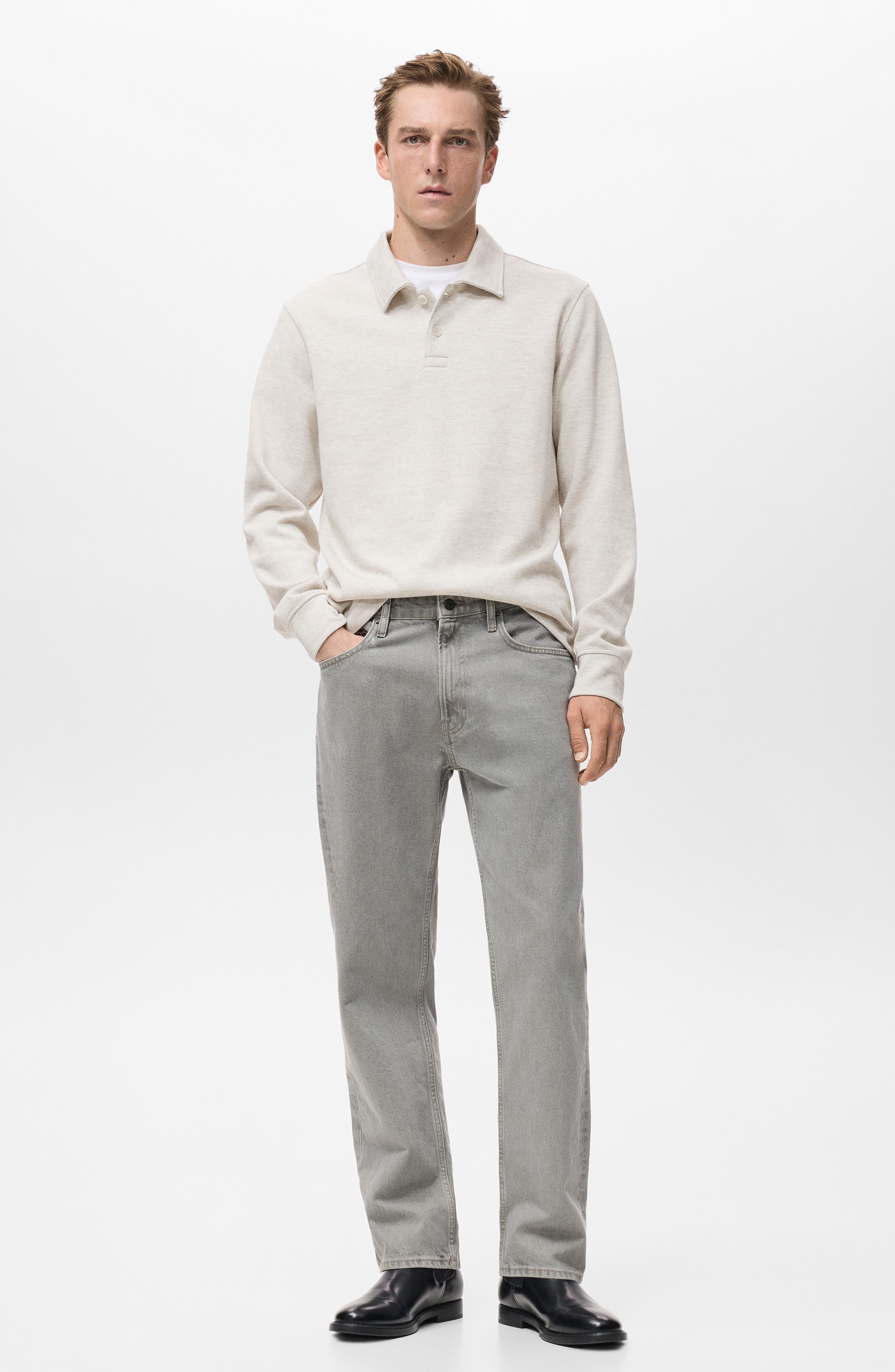 Ribbed Long Sleeve Polo - image 2
