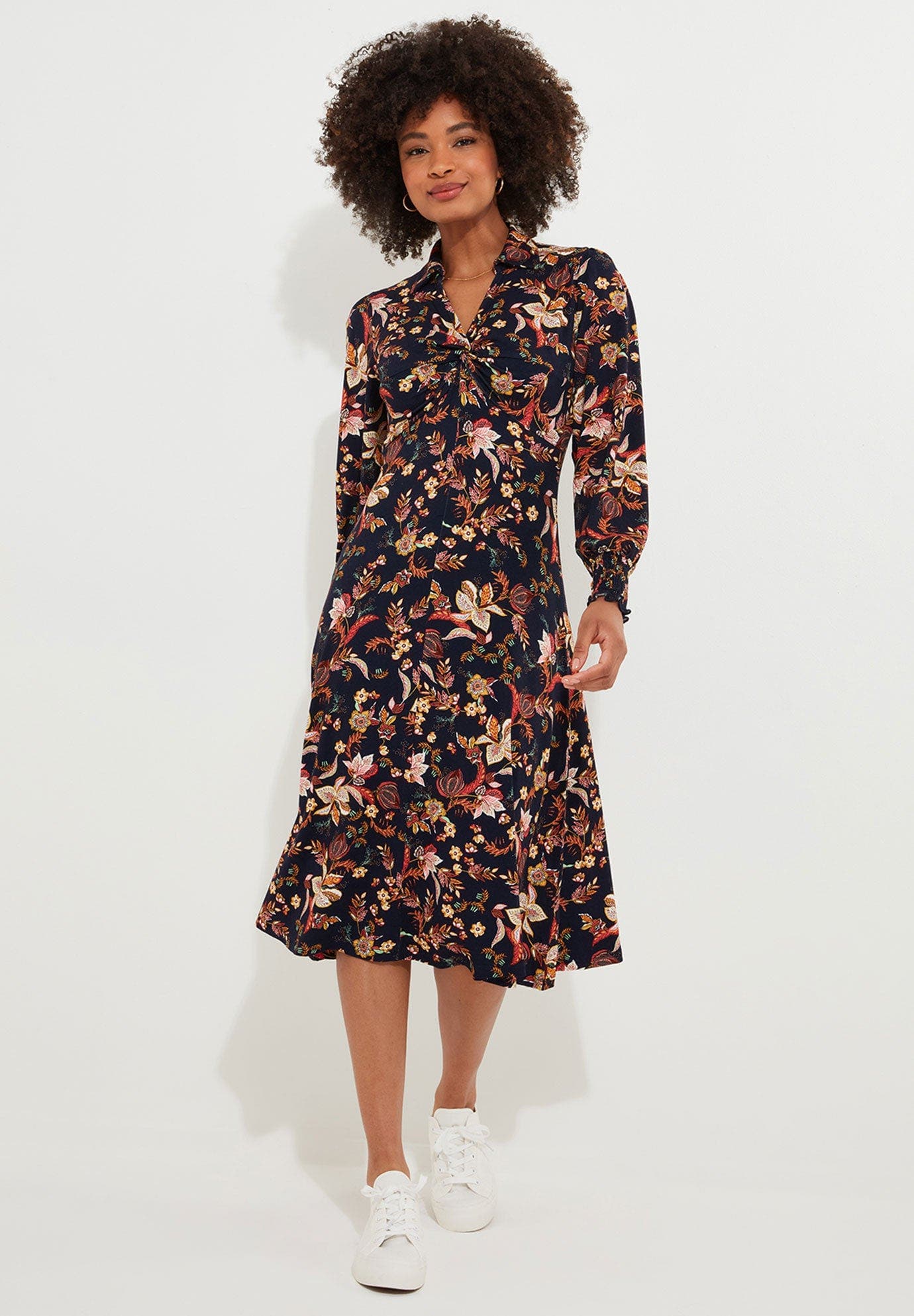 Stretch Knit Knot Front Midi Dress - image 1