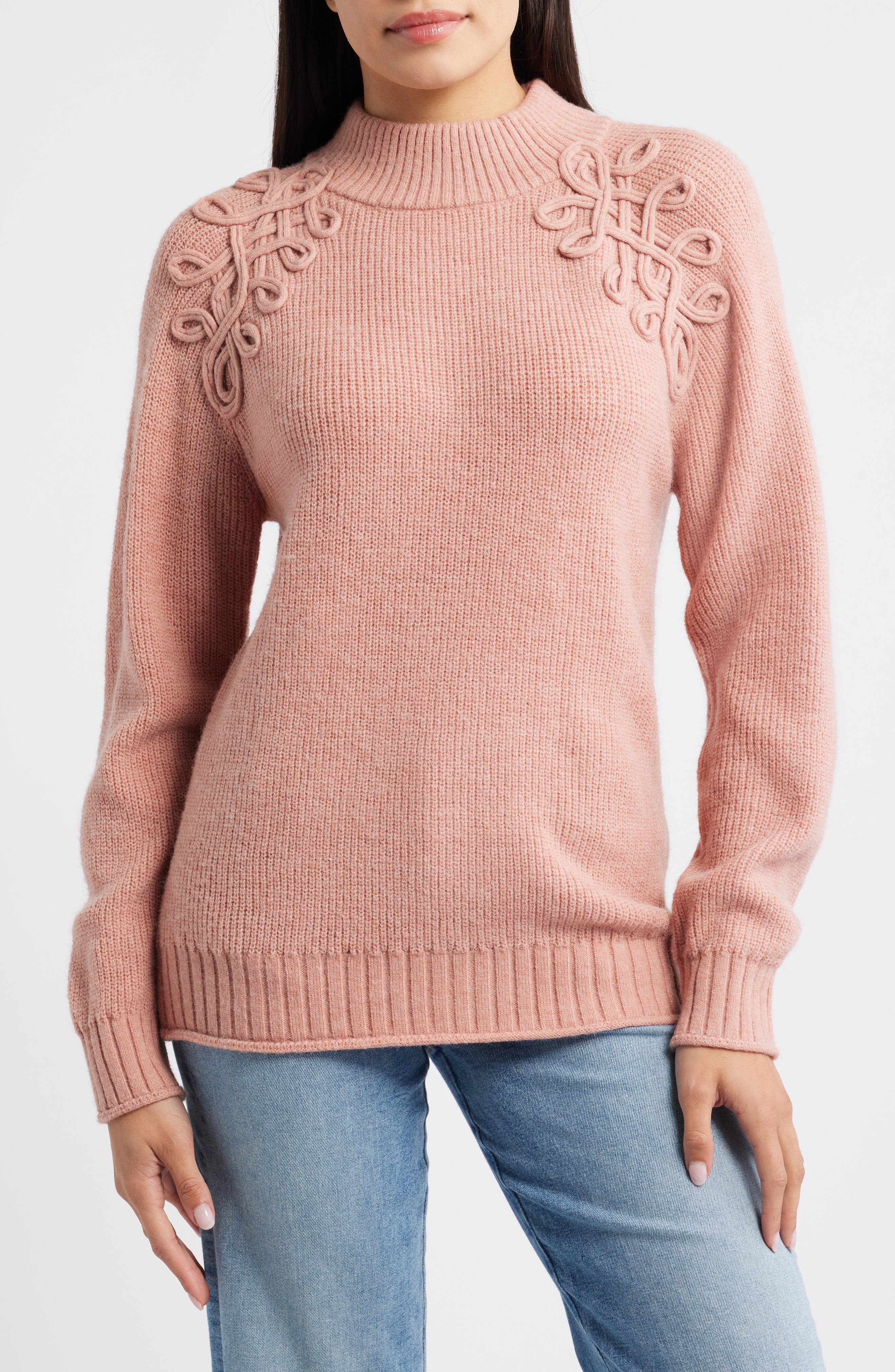 Soutache Mock Neck Sweater - image 5
