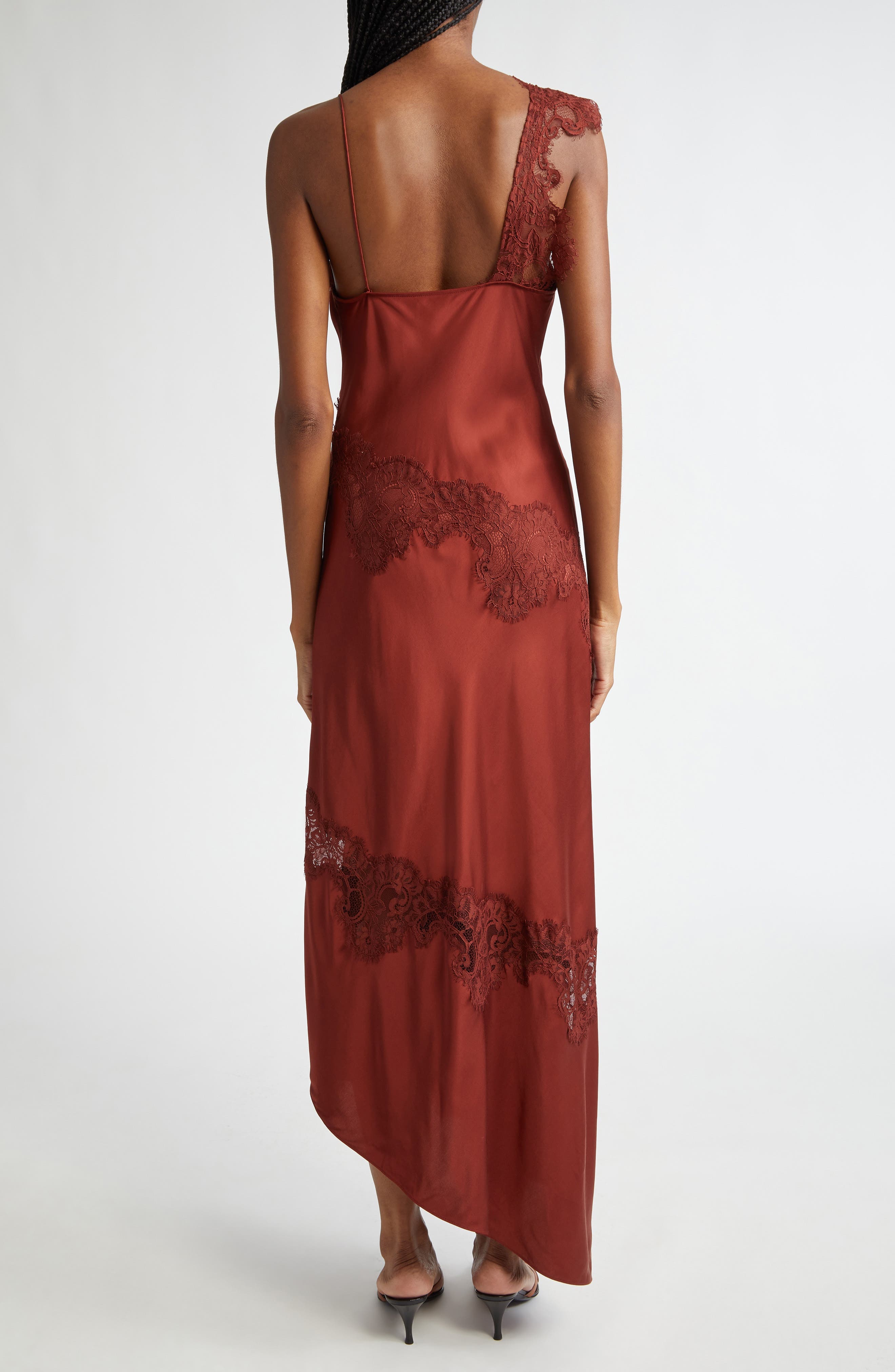 Stella Lace Asymmetric Satin Slipdress - image 2