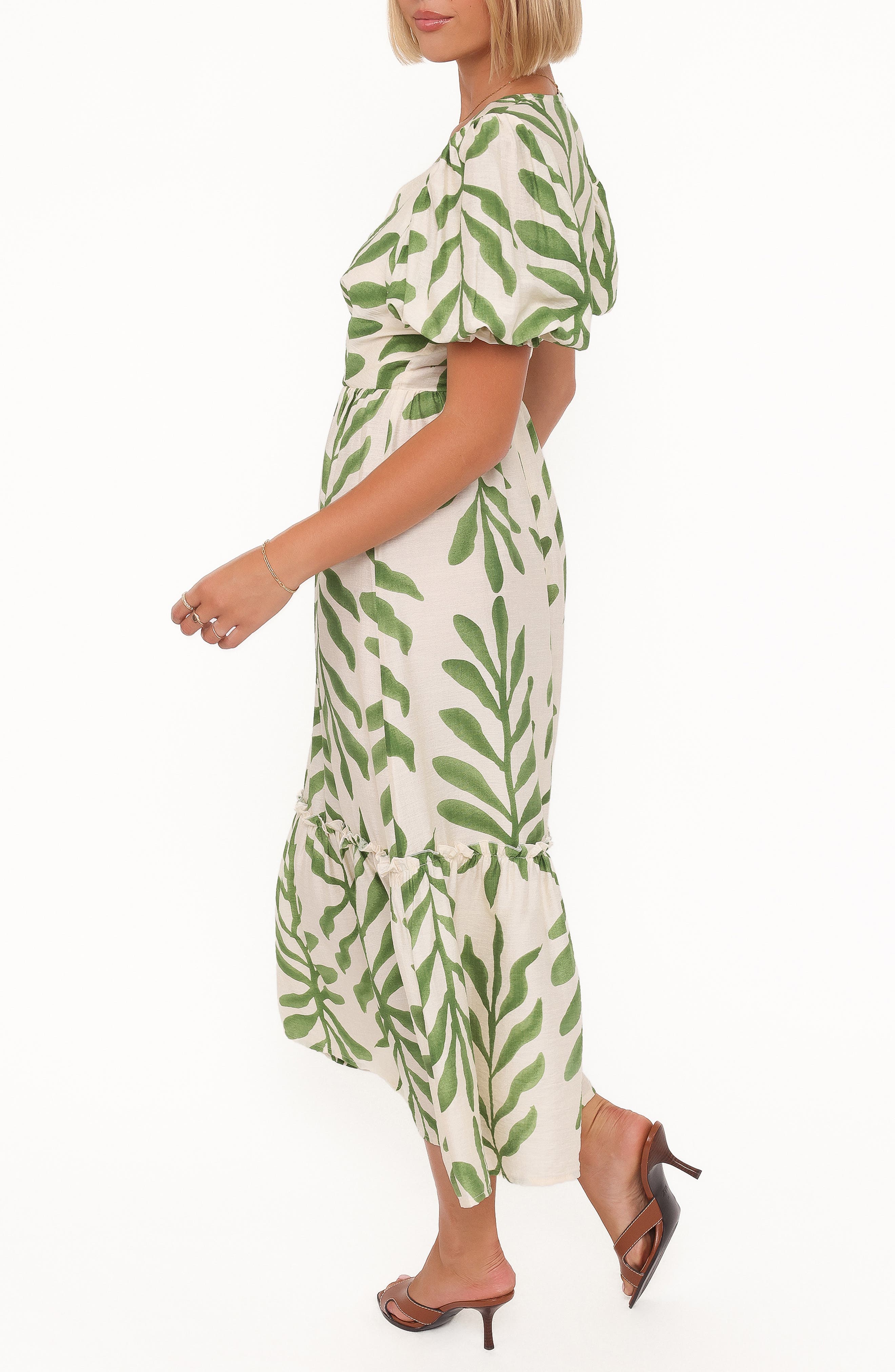 Steele Puff Sleeve Tiered Midi Dress - image 2