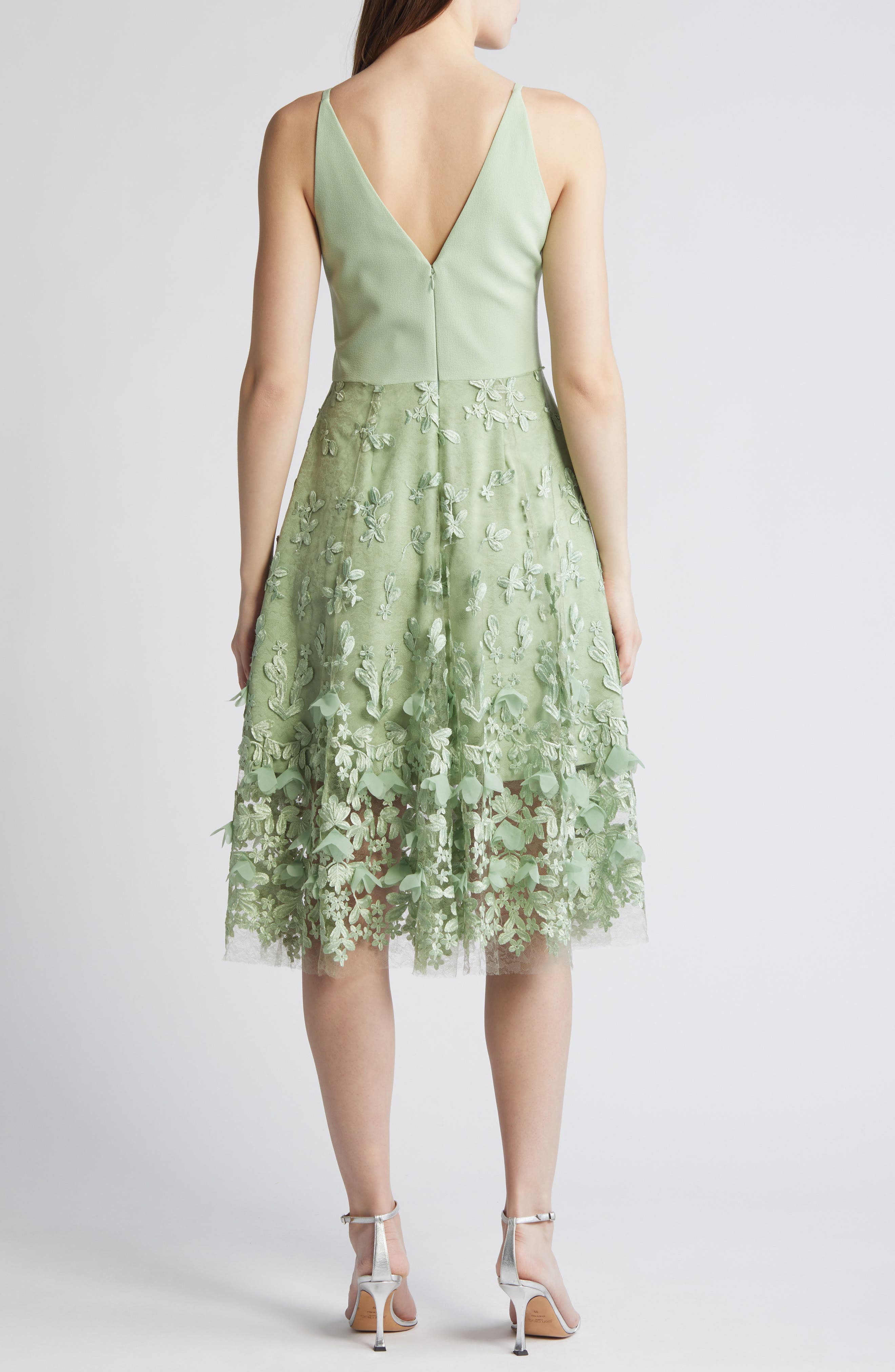 Darleen V-Neck Embroidered Mesh Cocktail Dress - image 2