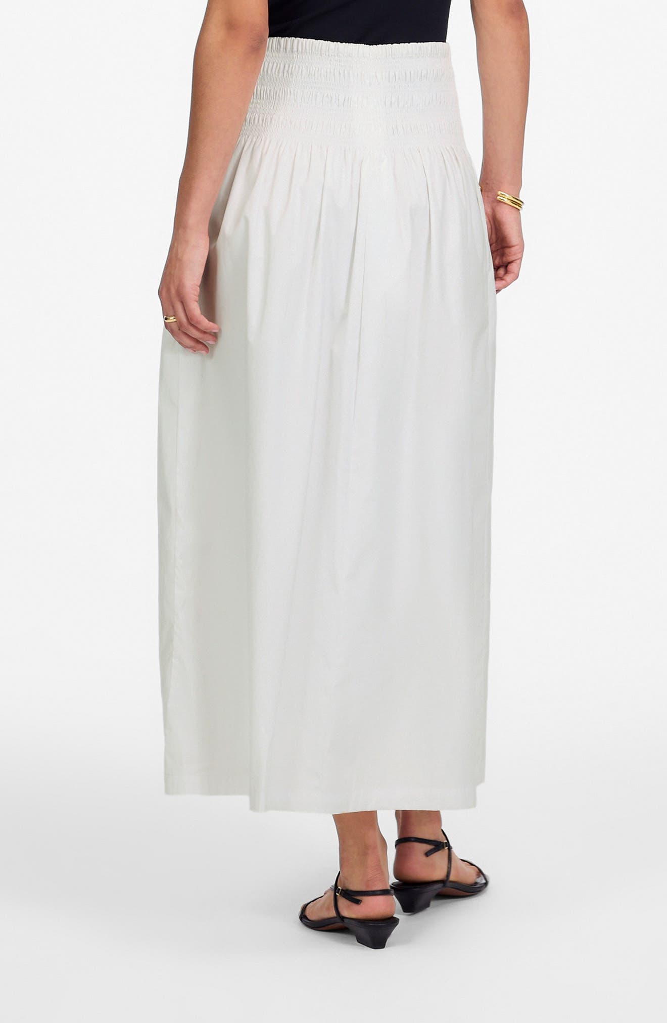 Smocked Waist Cotton Poplin Midi Skirt - image 2