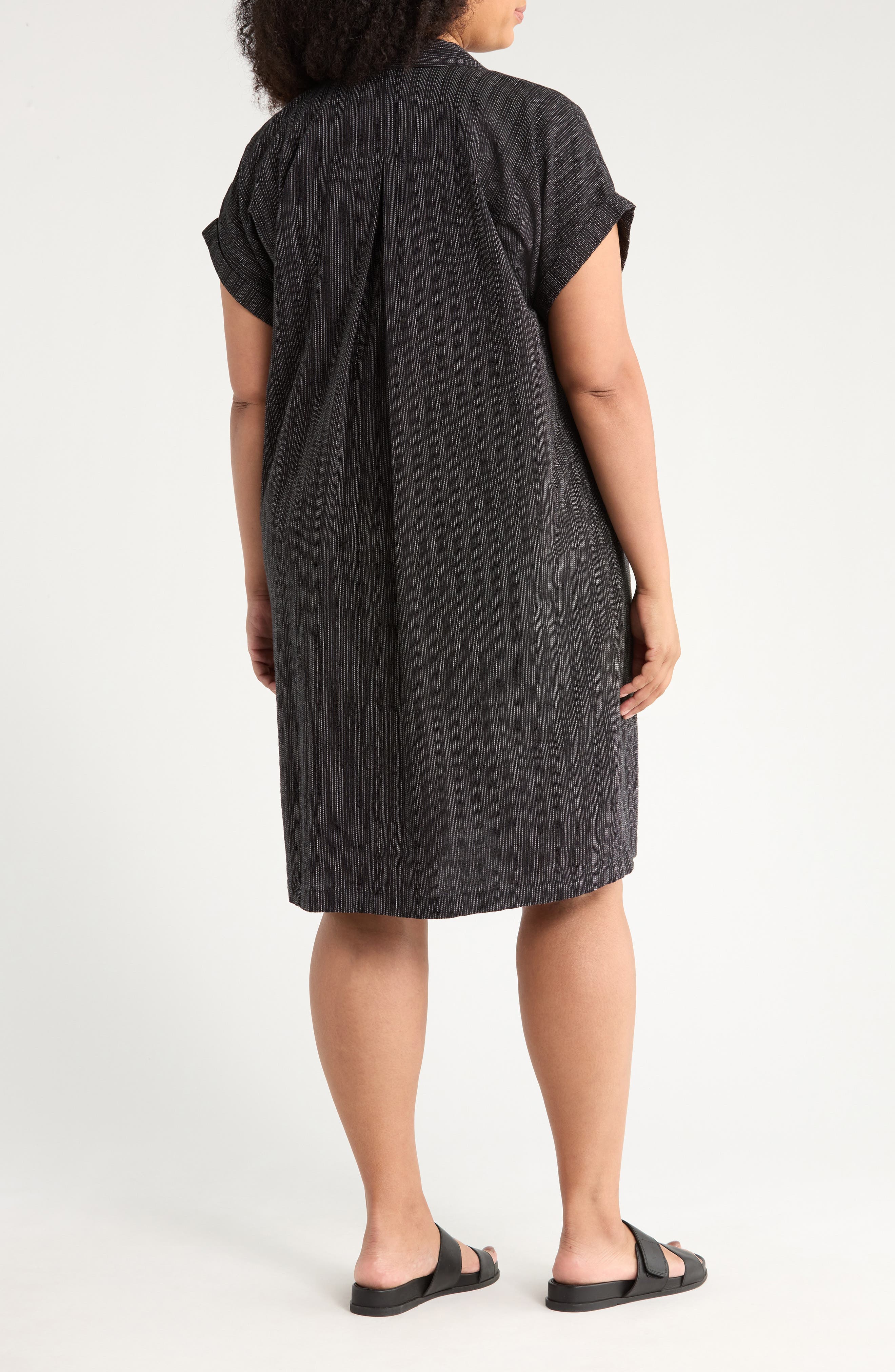 Notch Collar Organic Cotton Blend Shirtdress - image 2