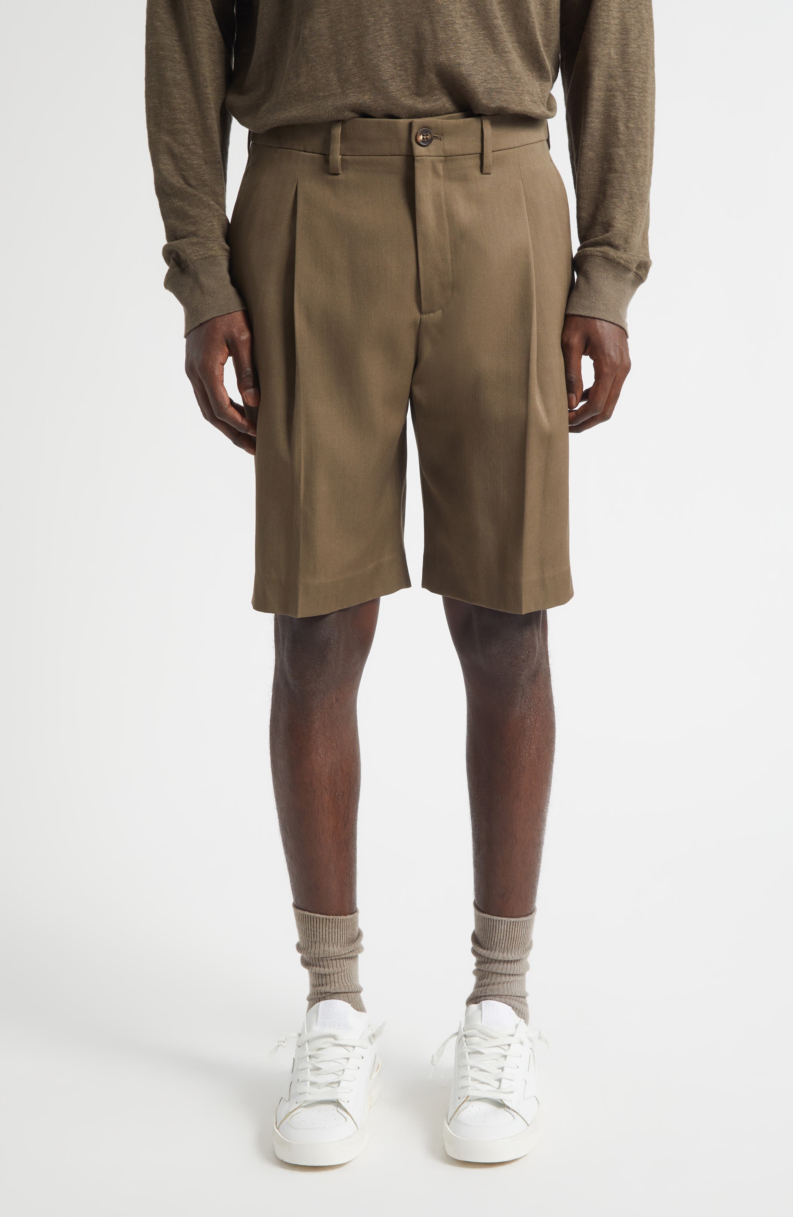 Journey Pleated Virgin Wool Bermuda Shorts - image 1