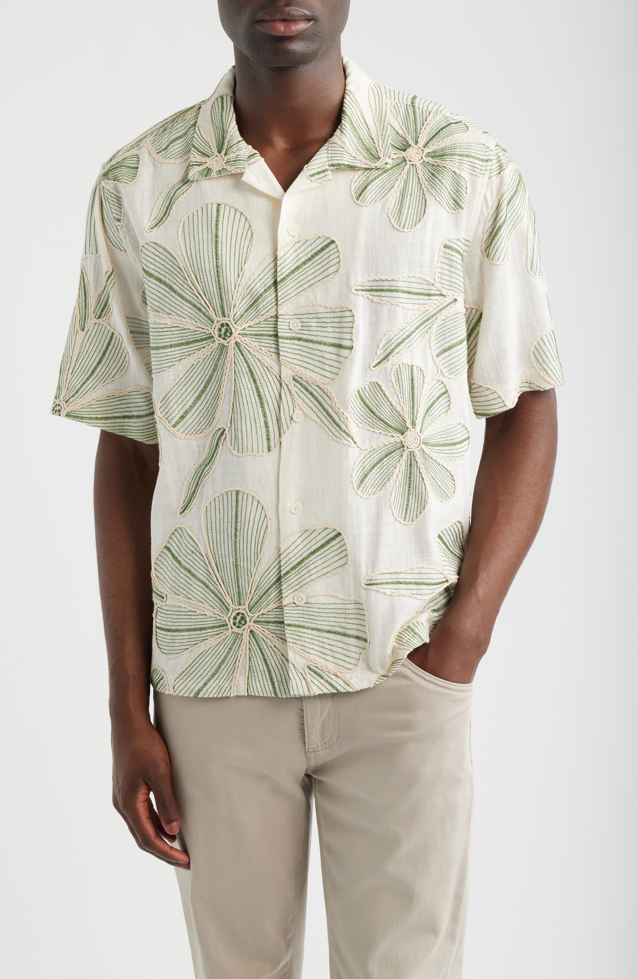 Floral Applique Camp Shirt - image 1