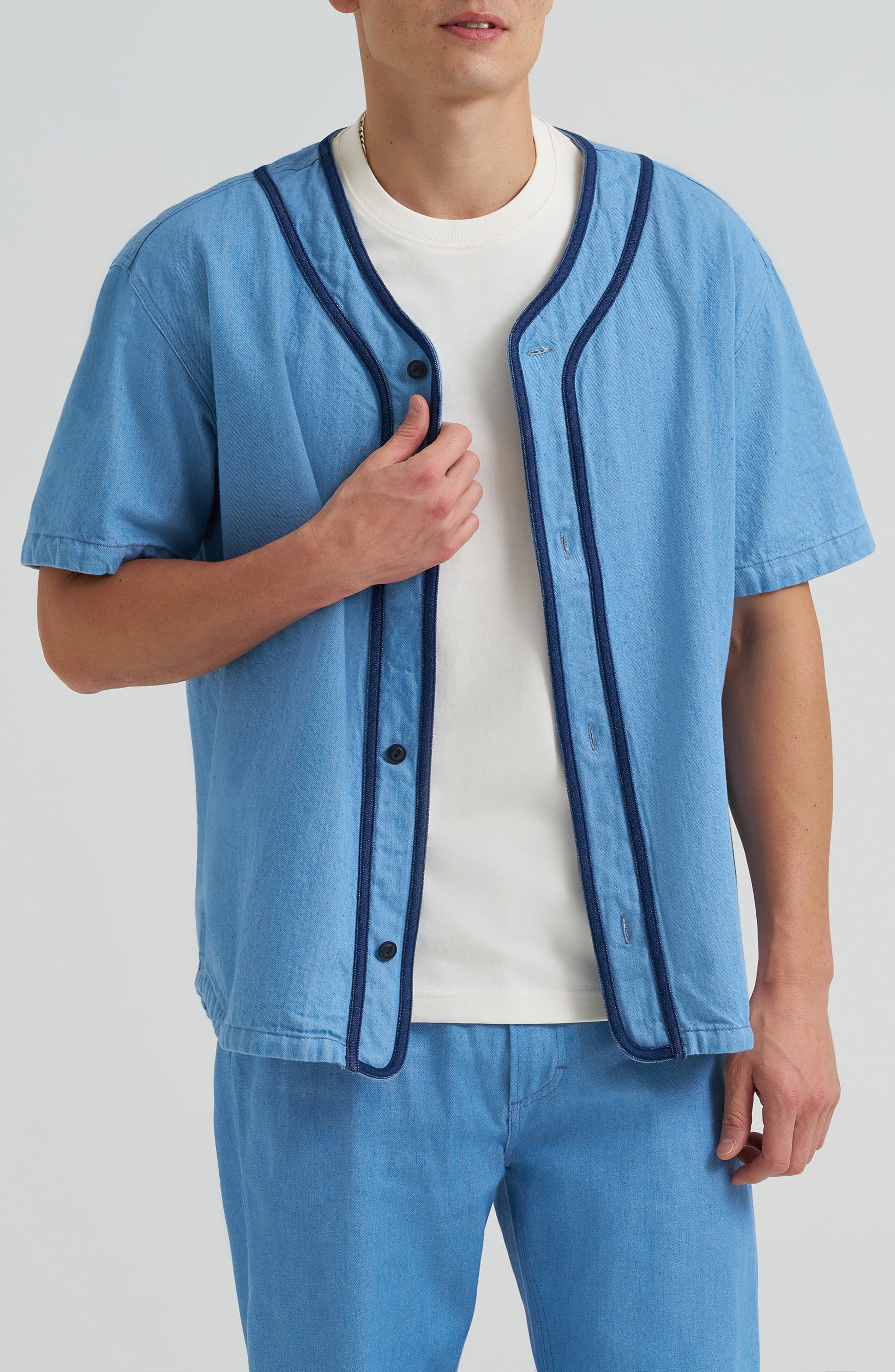 101 Denim Baseball Button-Up Shirt - image 1