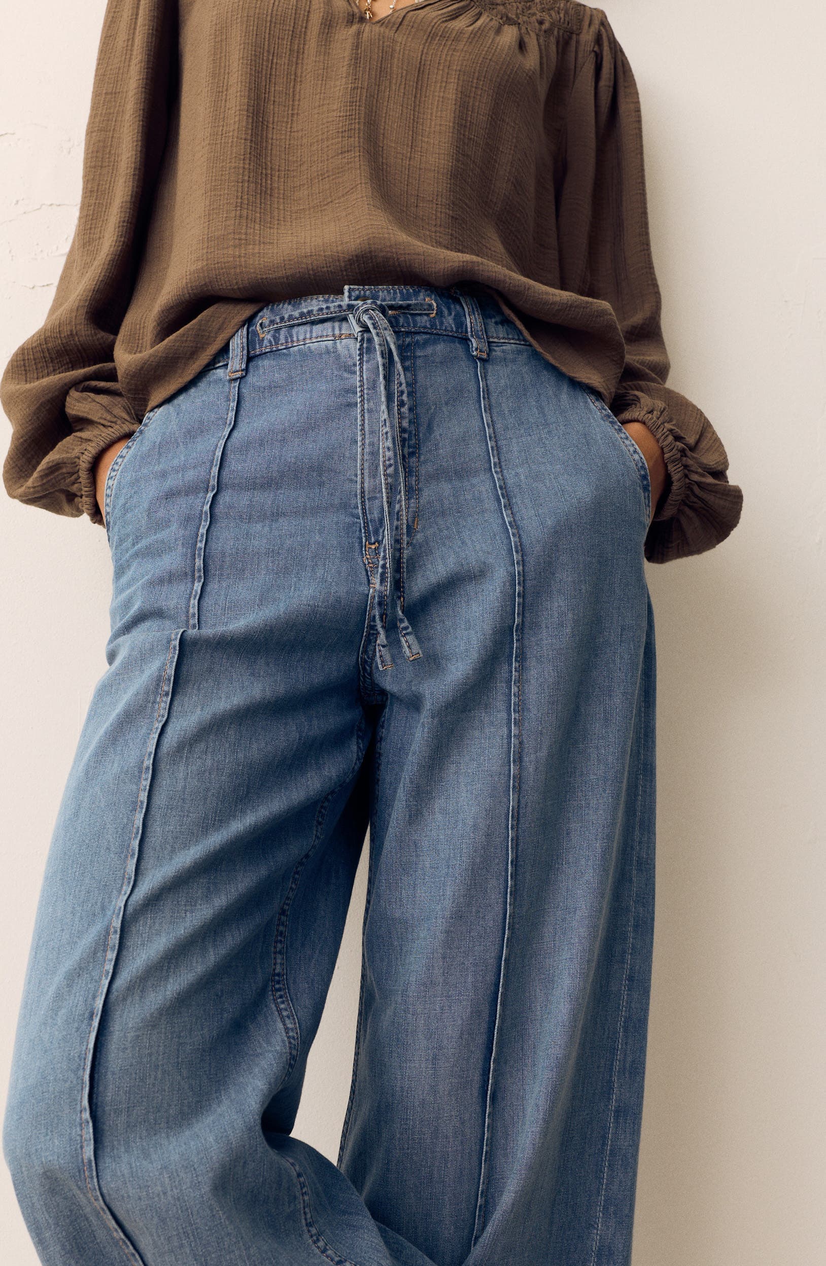 Floppy Pintuck Wide Leg Jeans - image 2