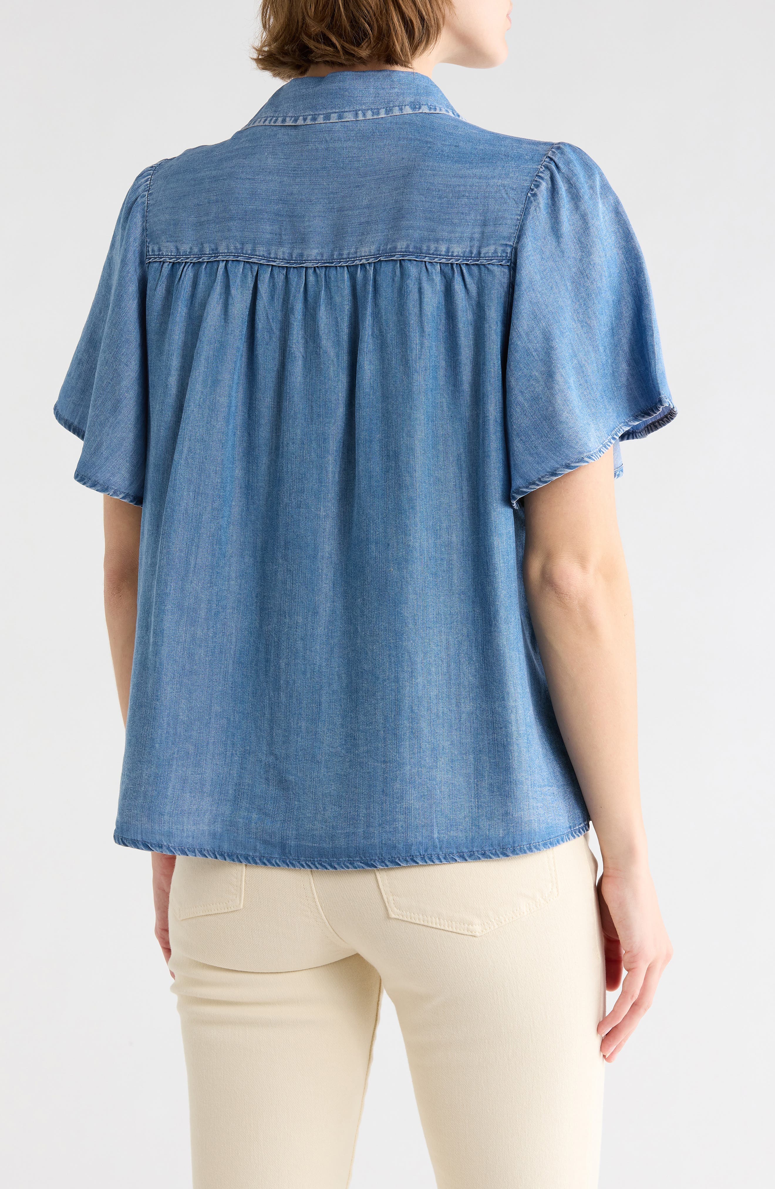 Greyson Short Sleeve Denim Button-Up Shirt - image 4