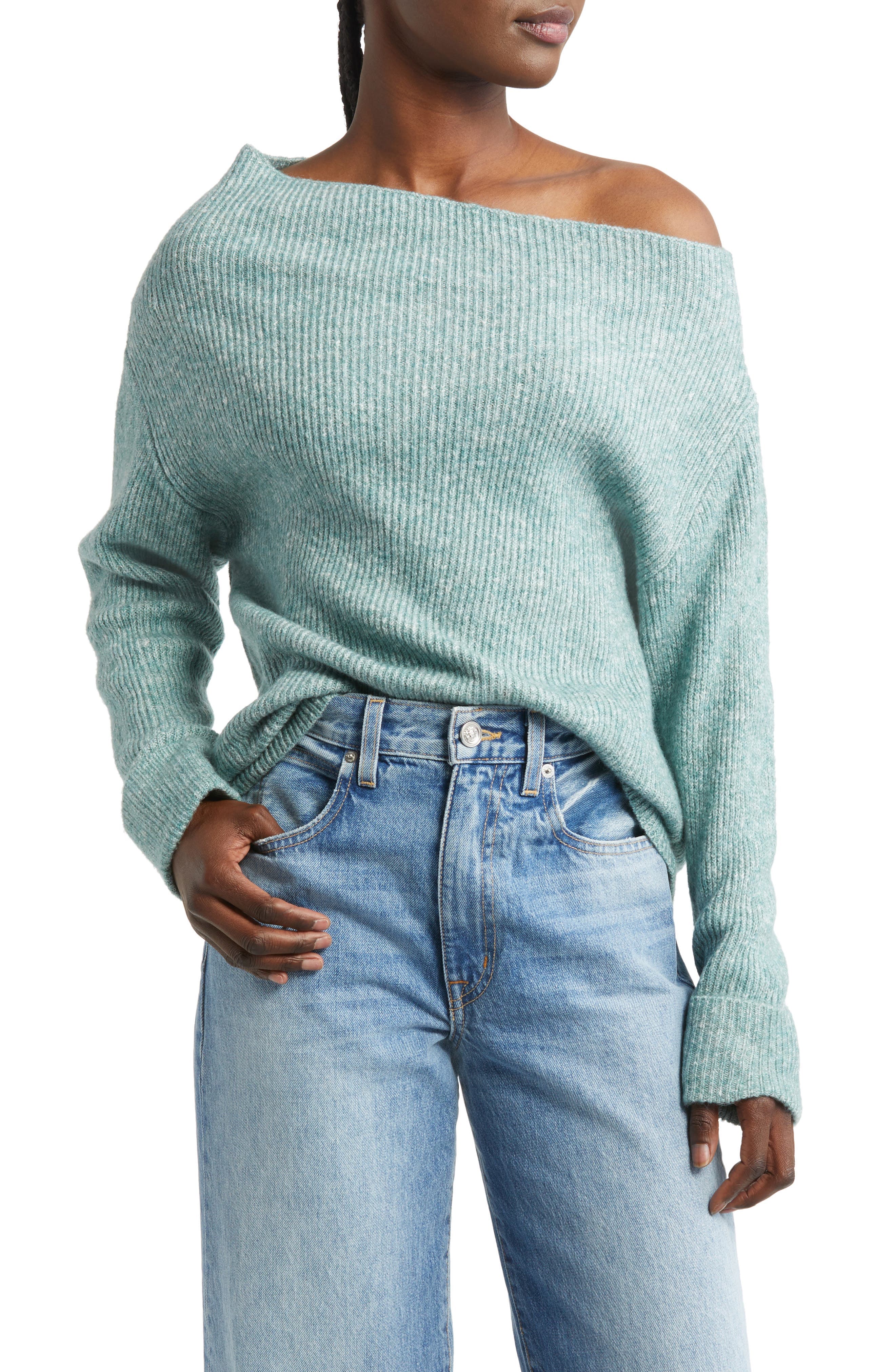 One-Shoulder Rib Sweater - image 1