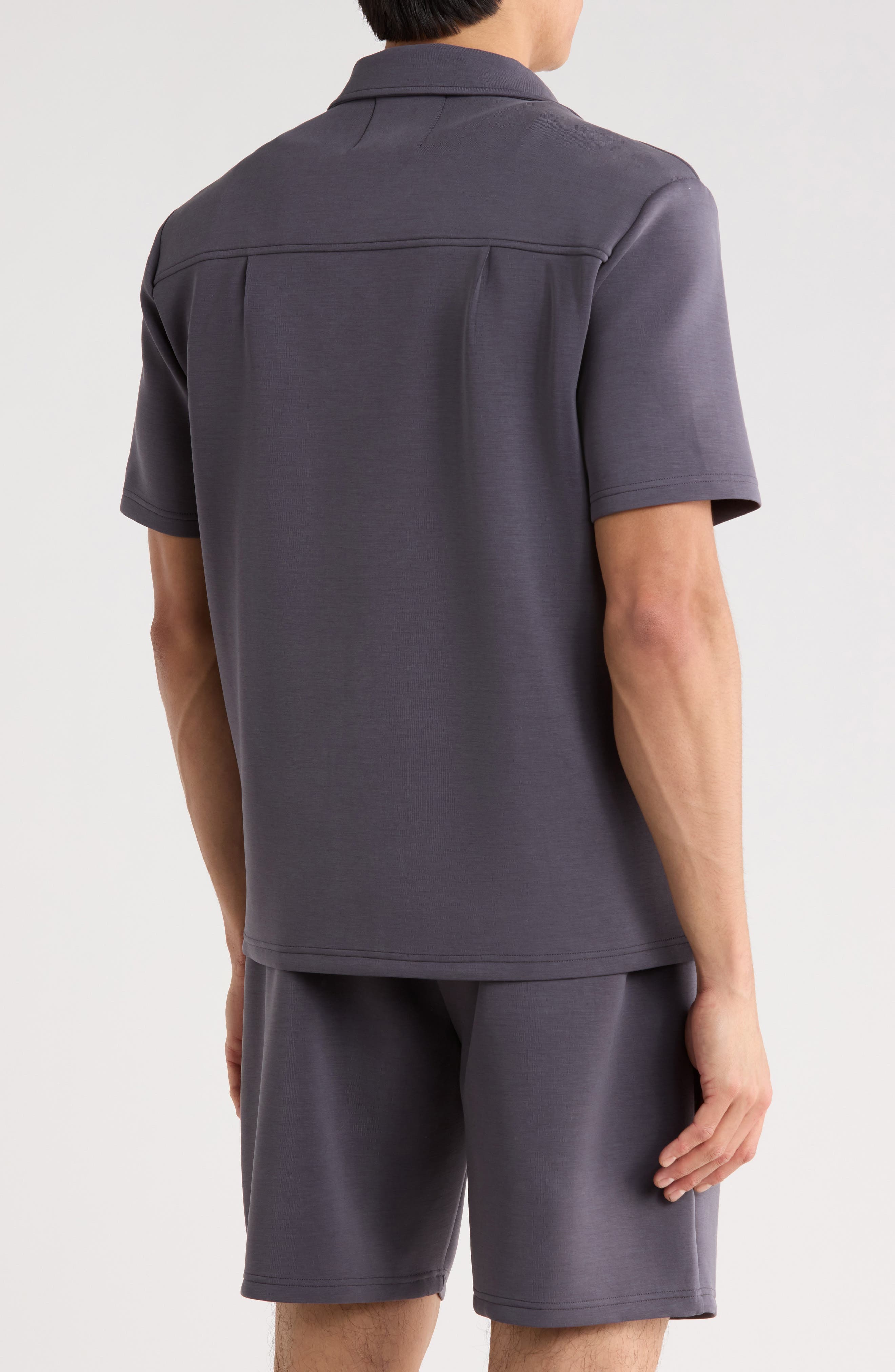 Sueded Scuba Short Sleeve Button-Up Shirt - image 2