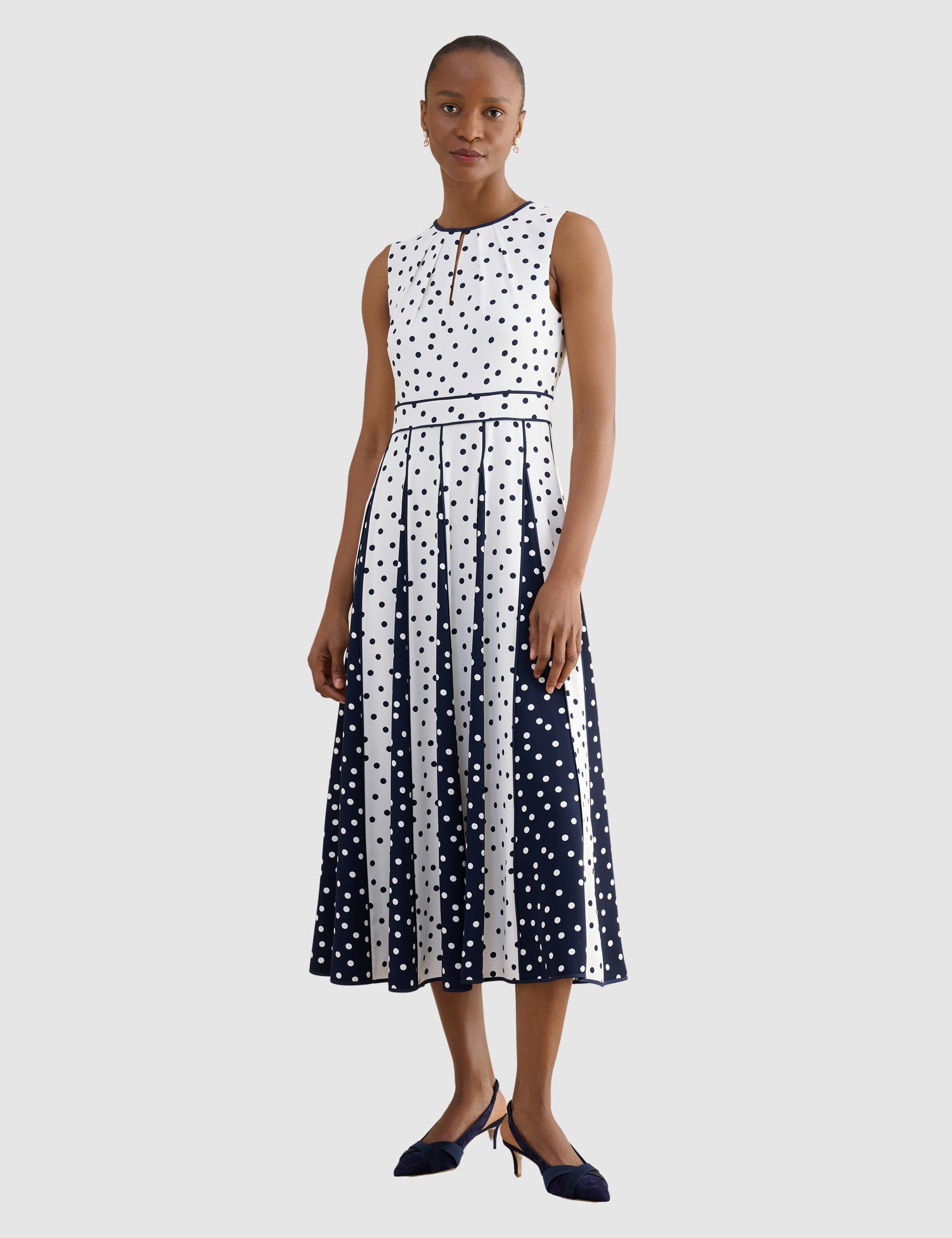Angelica Pleated Fit-Flare Midi Dress - image 1