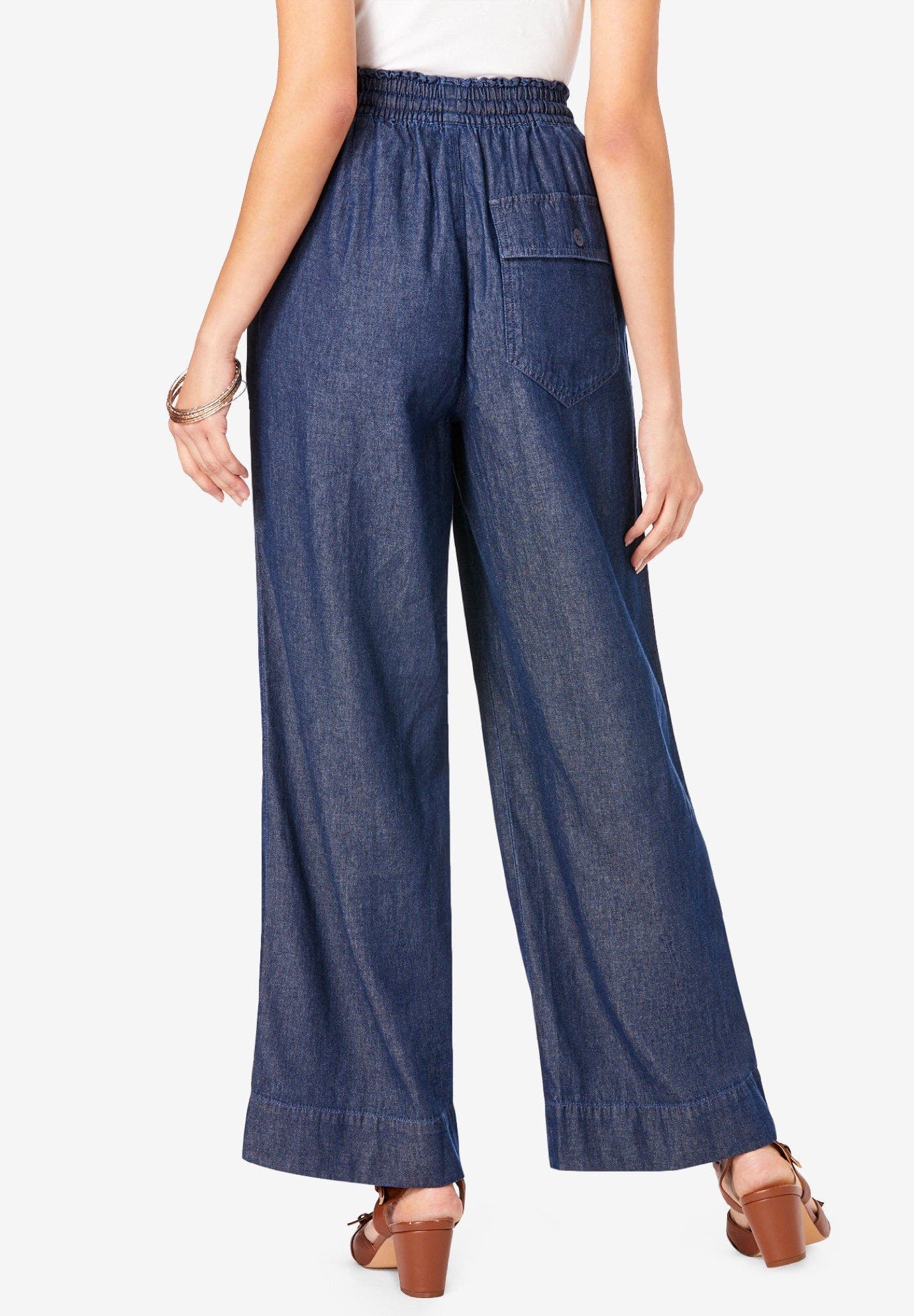 Plus Size Pull On Wide Leg Chambray Pant - image 4