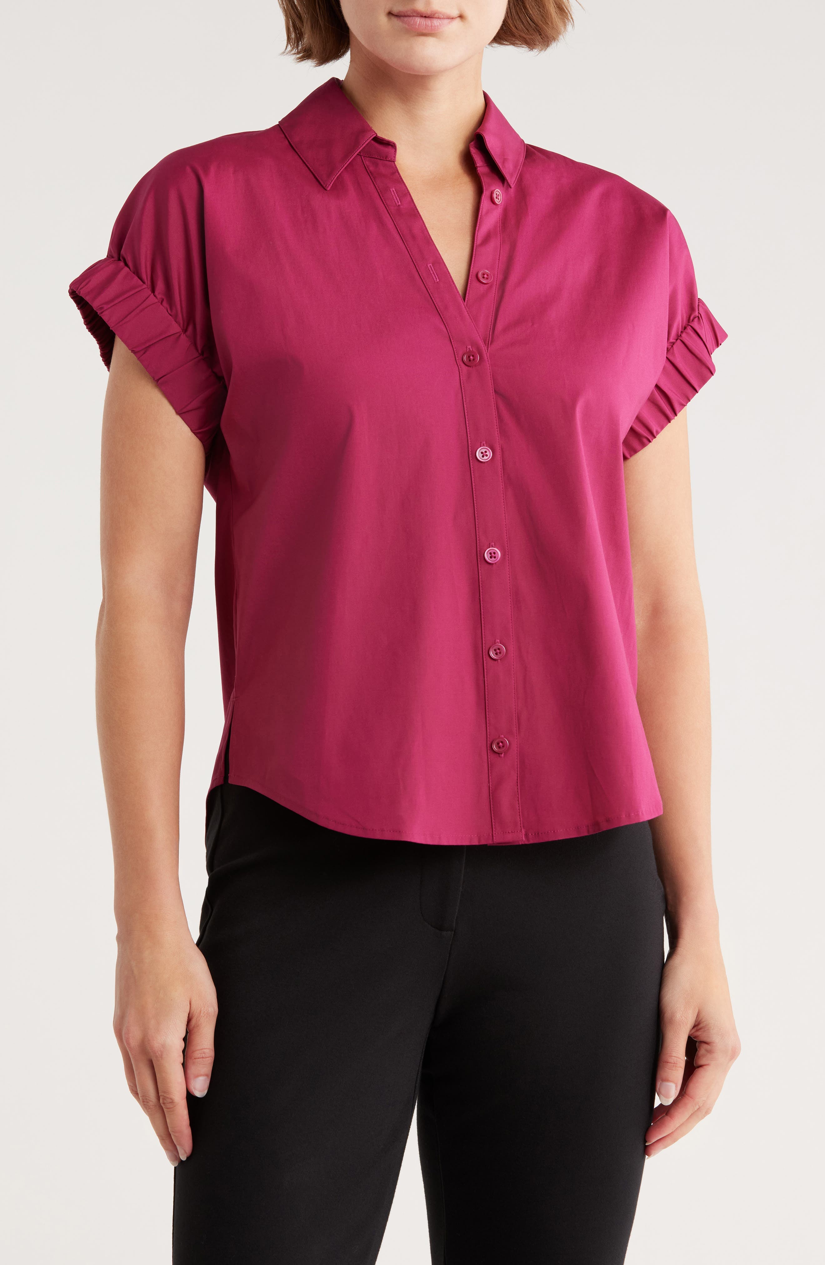Matera Cap Sleeve Button-Up Shirt - image 1
