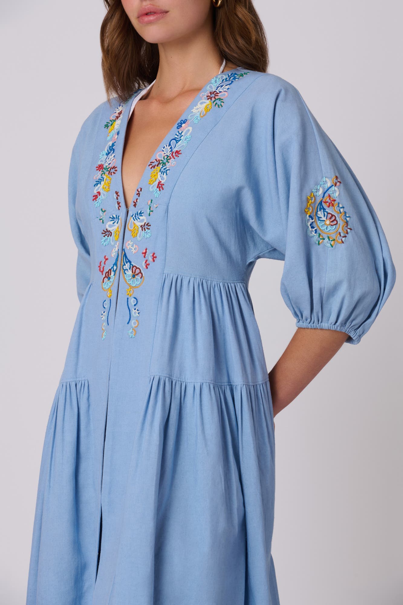 Embroidered Linen Evora Midi Coverup - image 2