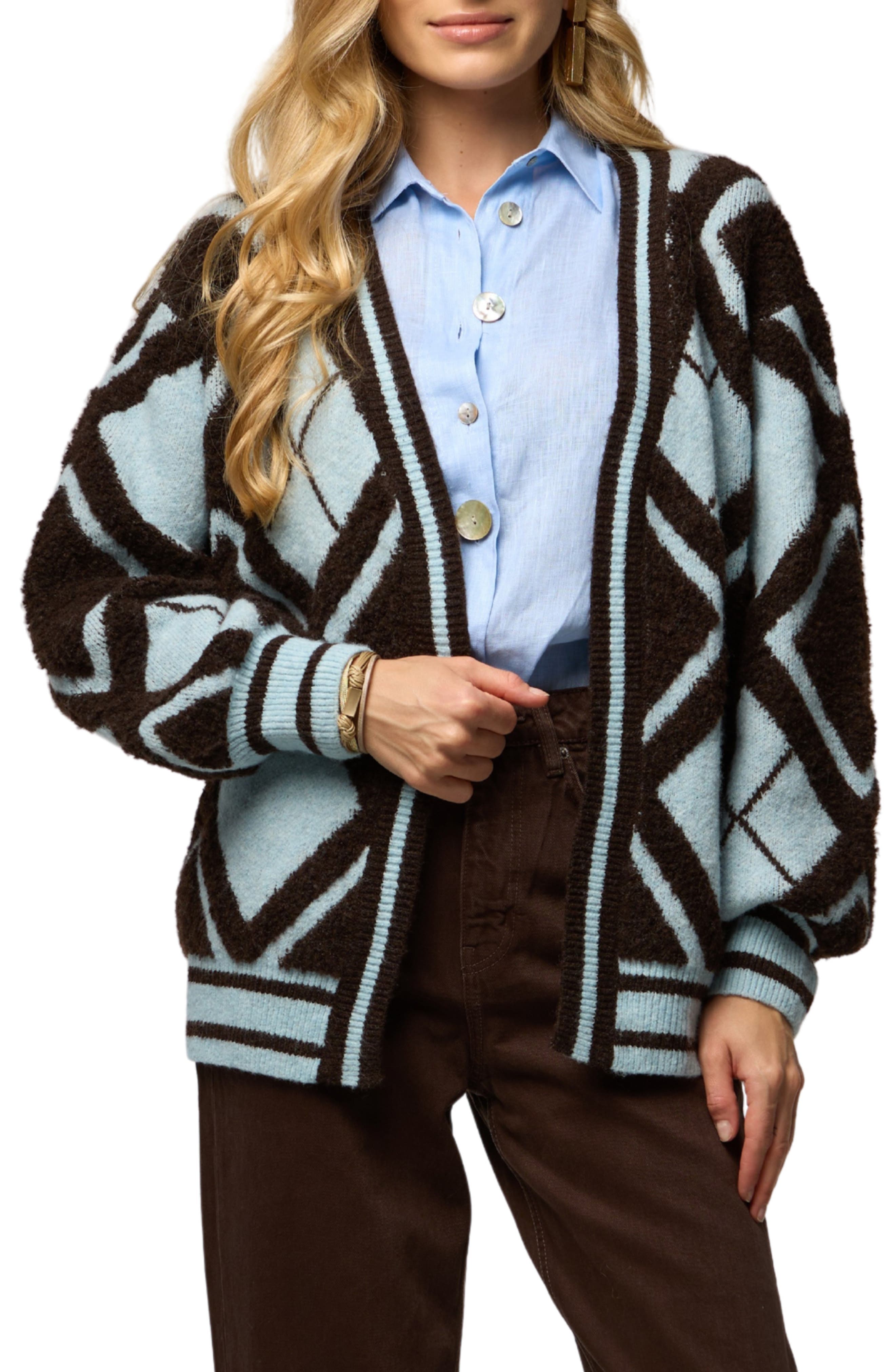 Argyle Stripe Cardigan - image 1
