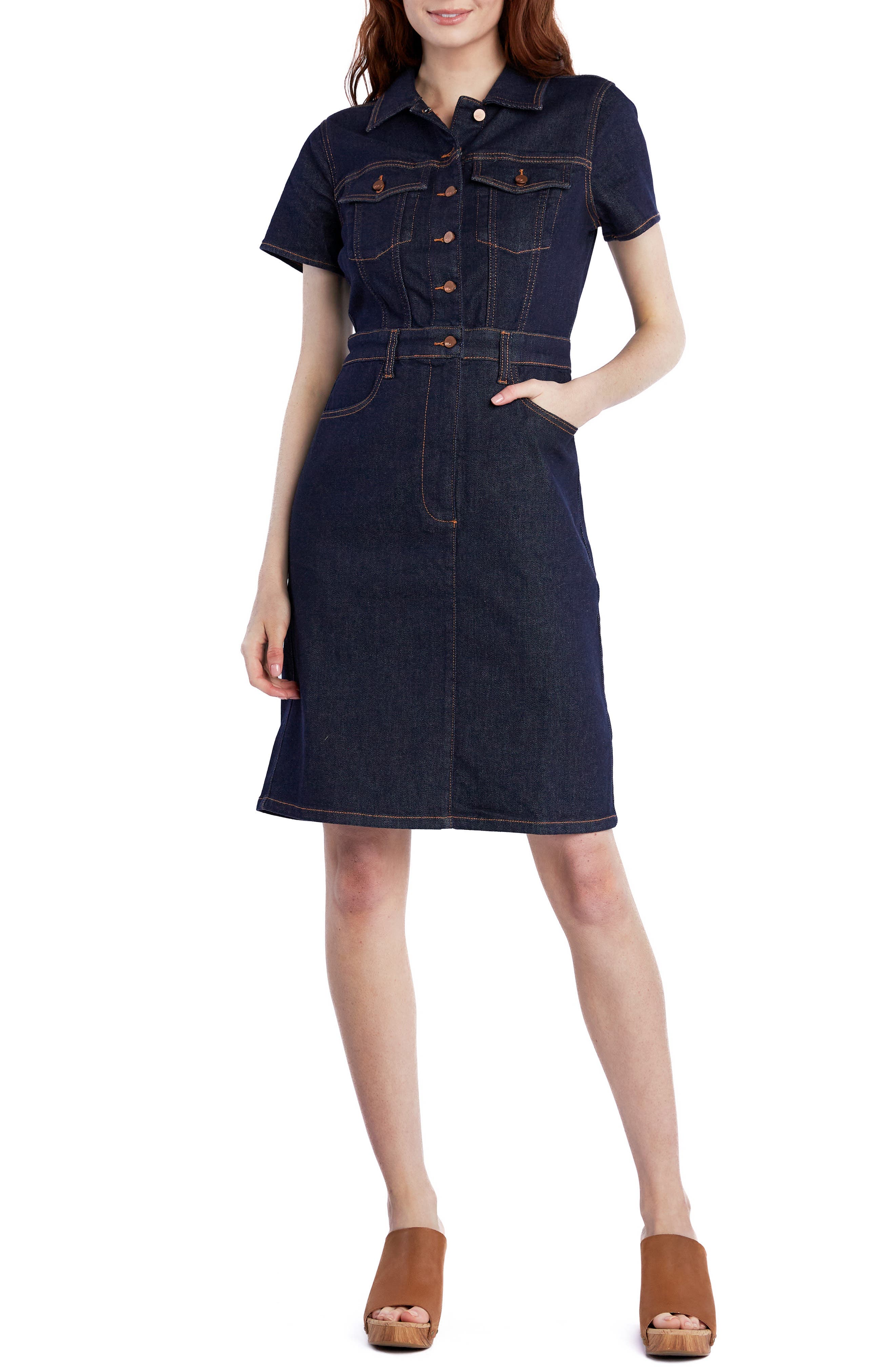 Naomi Fitted Denim Shirtdress - image 1