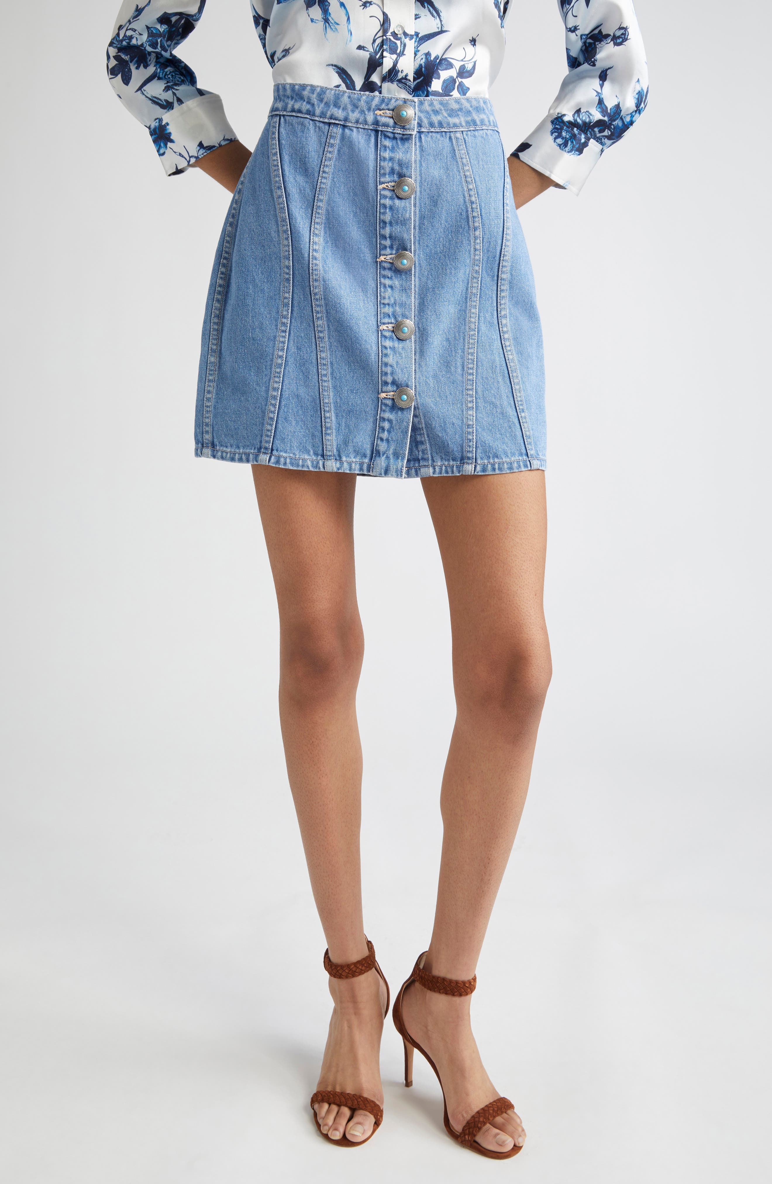 Phia Seamed Denim Miniskirt - image 1
