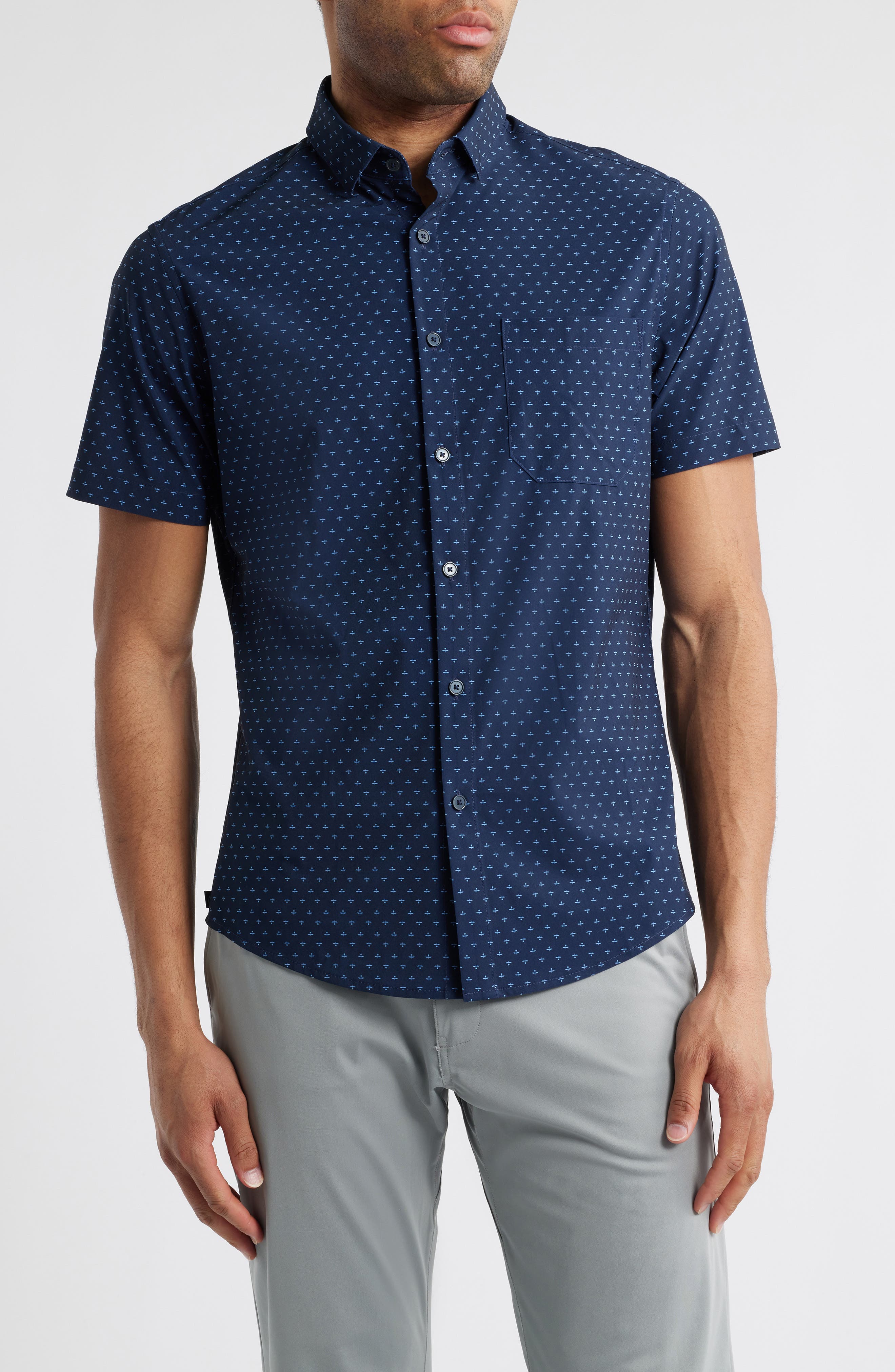 Leeward Trim Fit Neat Short Sleeve Button-Up Shirt - image 1