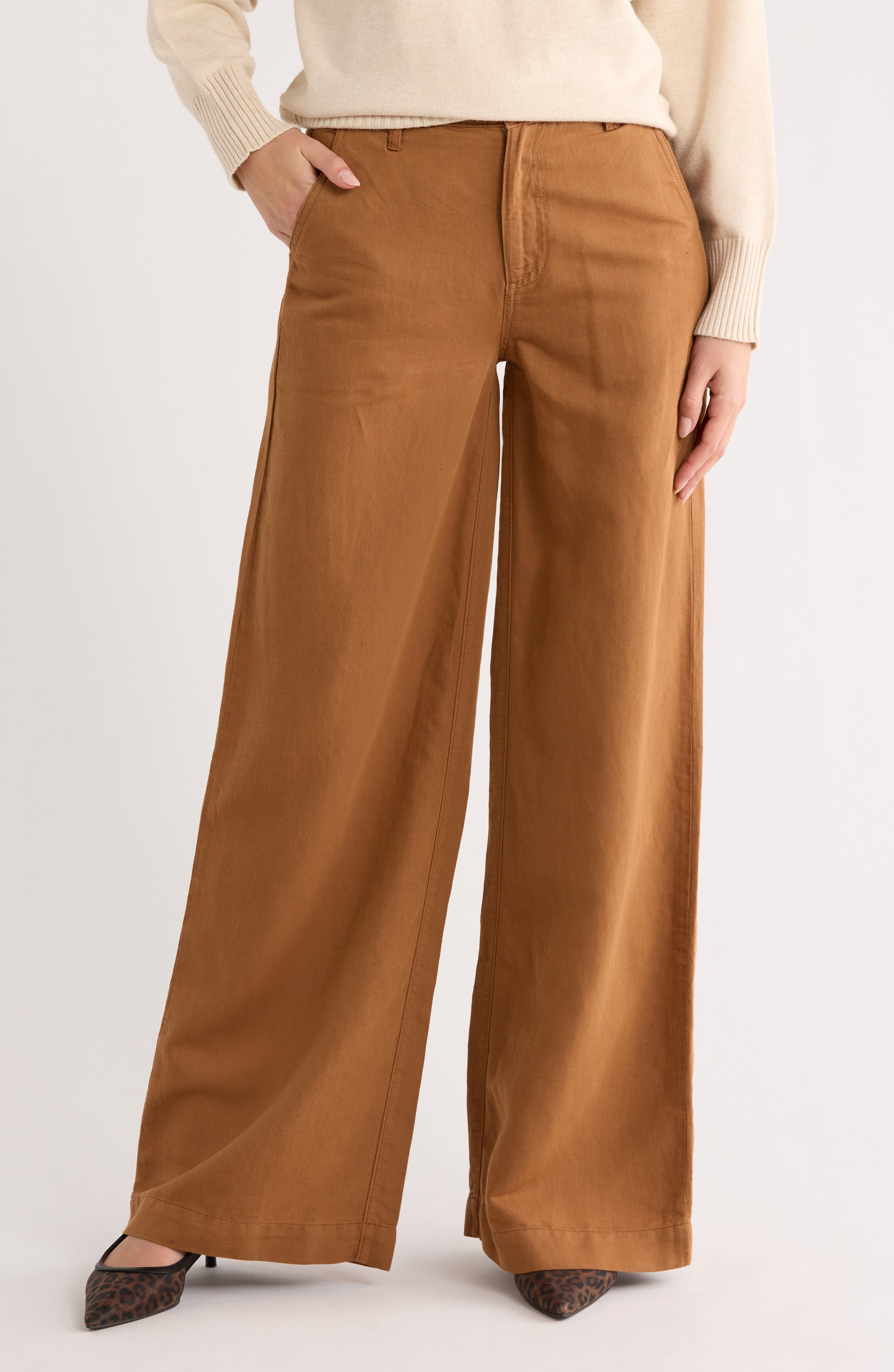 Stella Low Slung Palazzo Linen & Cotton Pants - image 1