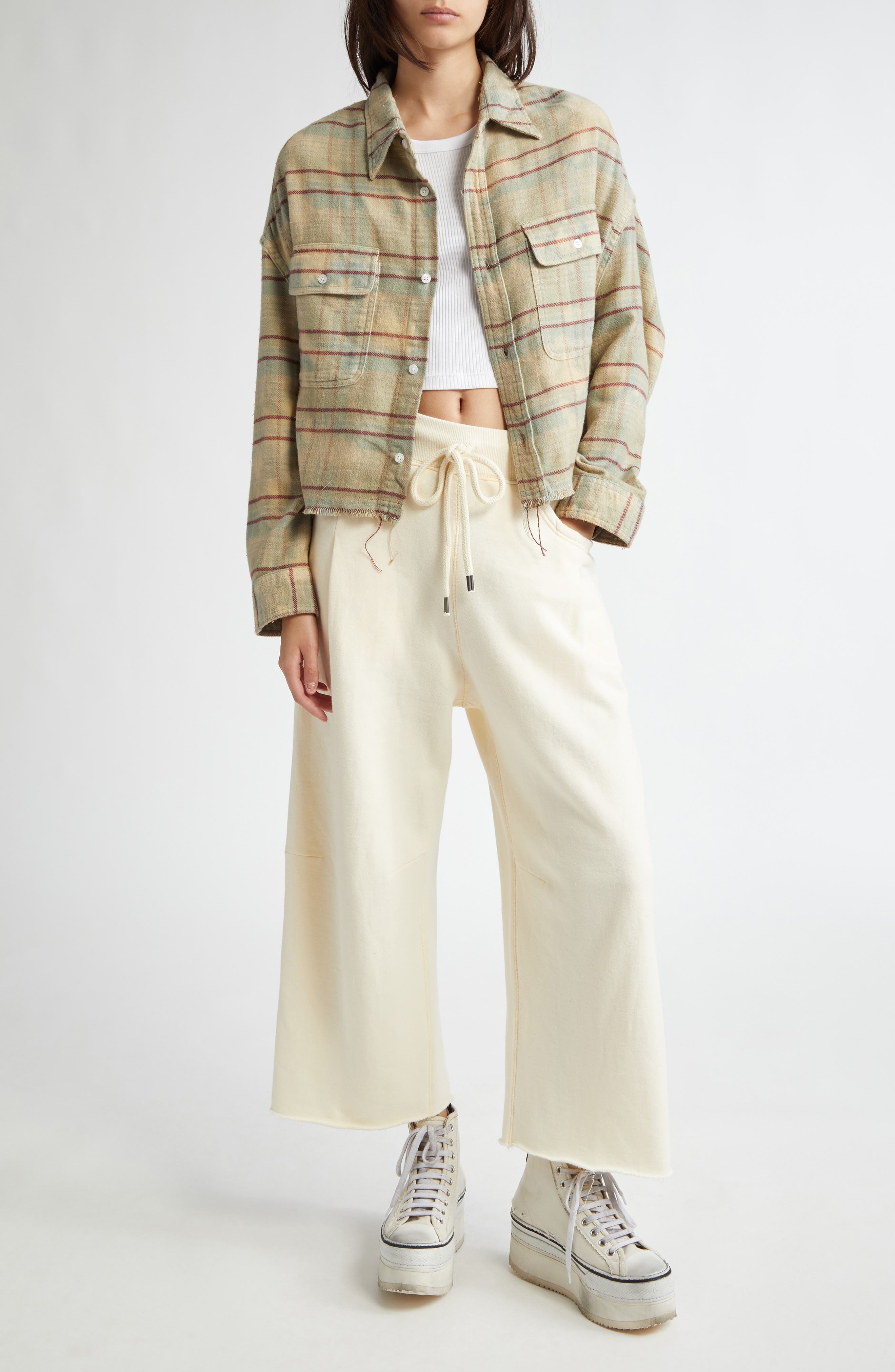 Pleated Crop Cotton Fleece Joggers - image 2