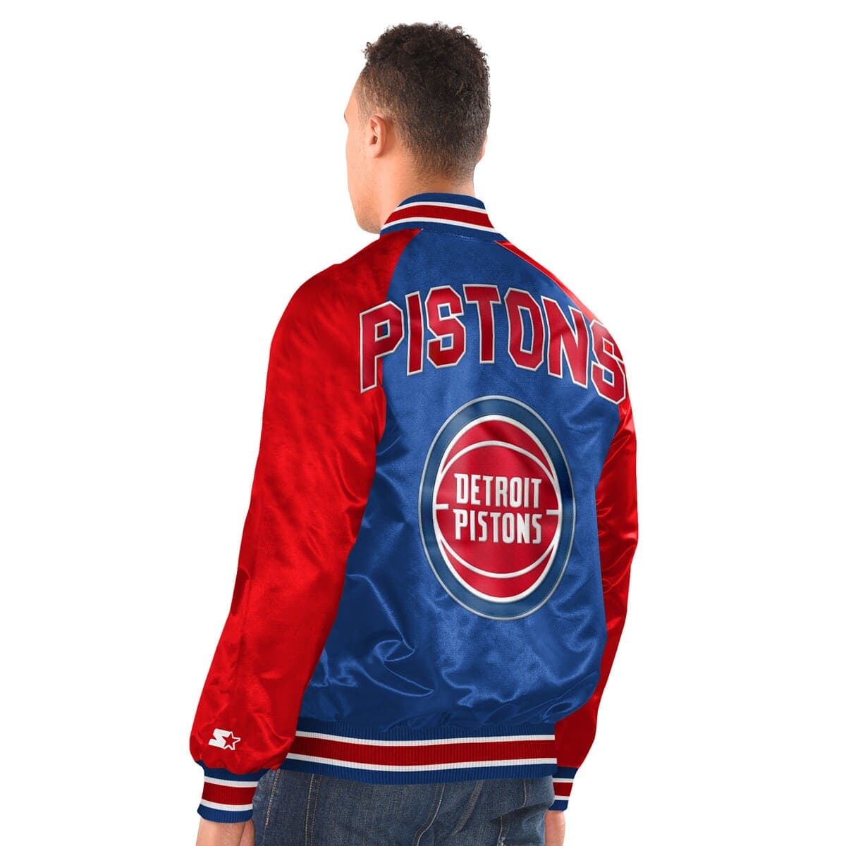 Men's Starter  Blue/Red Detroit Pistons Inductee Raglan Full-Snap Varsity Jacket - image 2