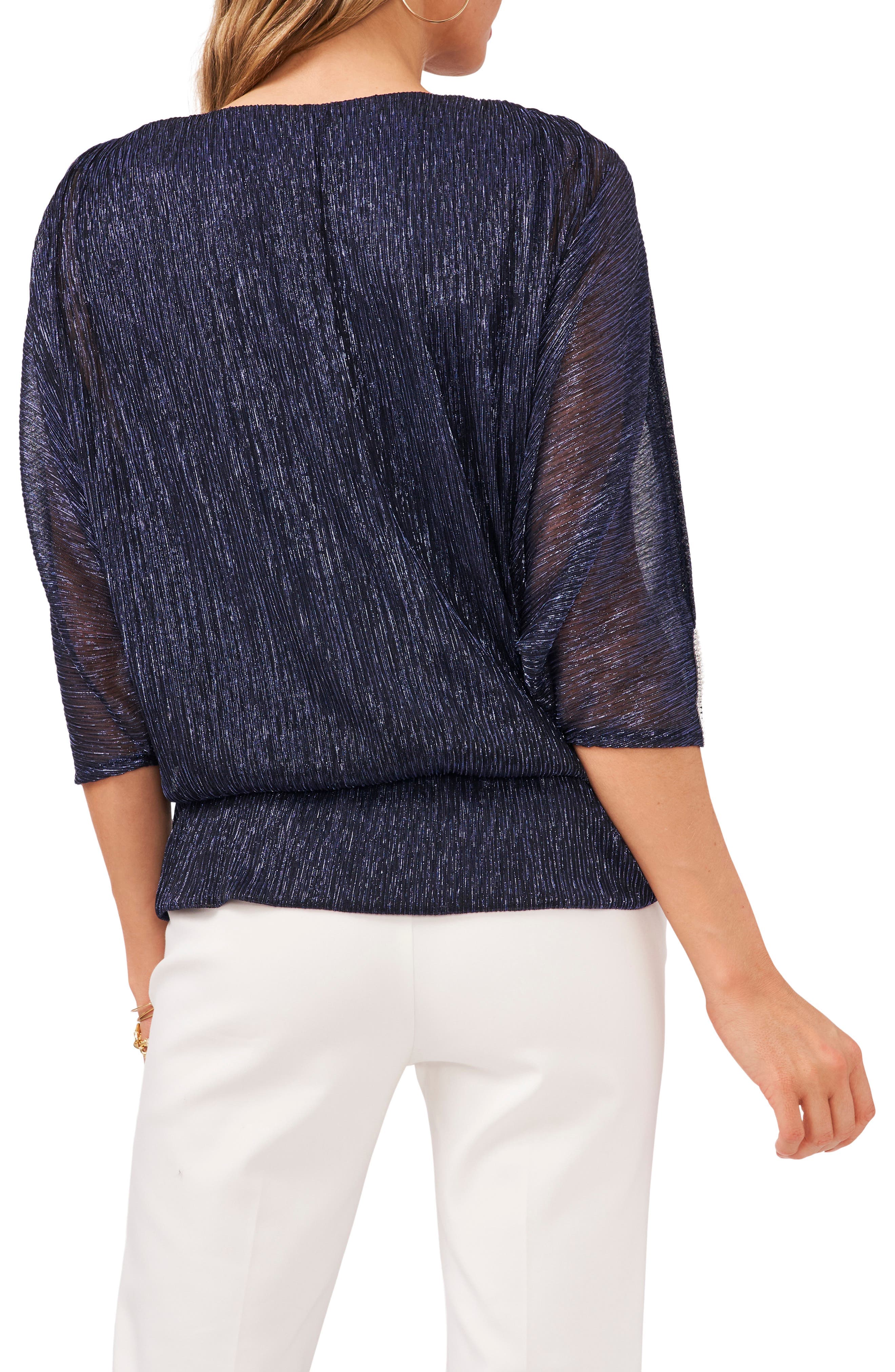 Metallic V-Neck Blouse - image 4