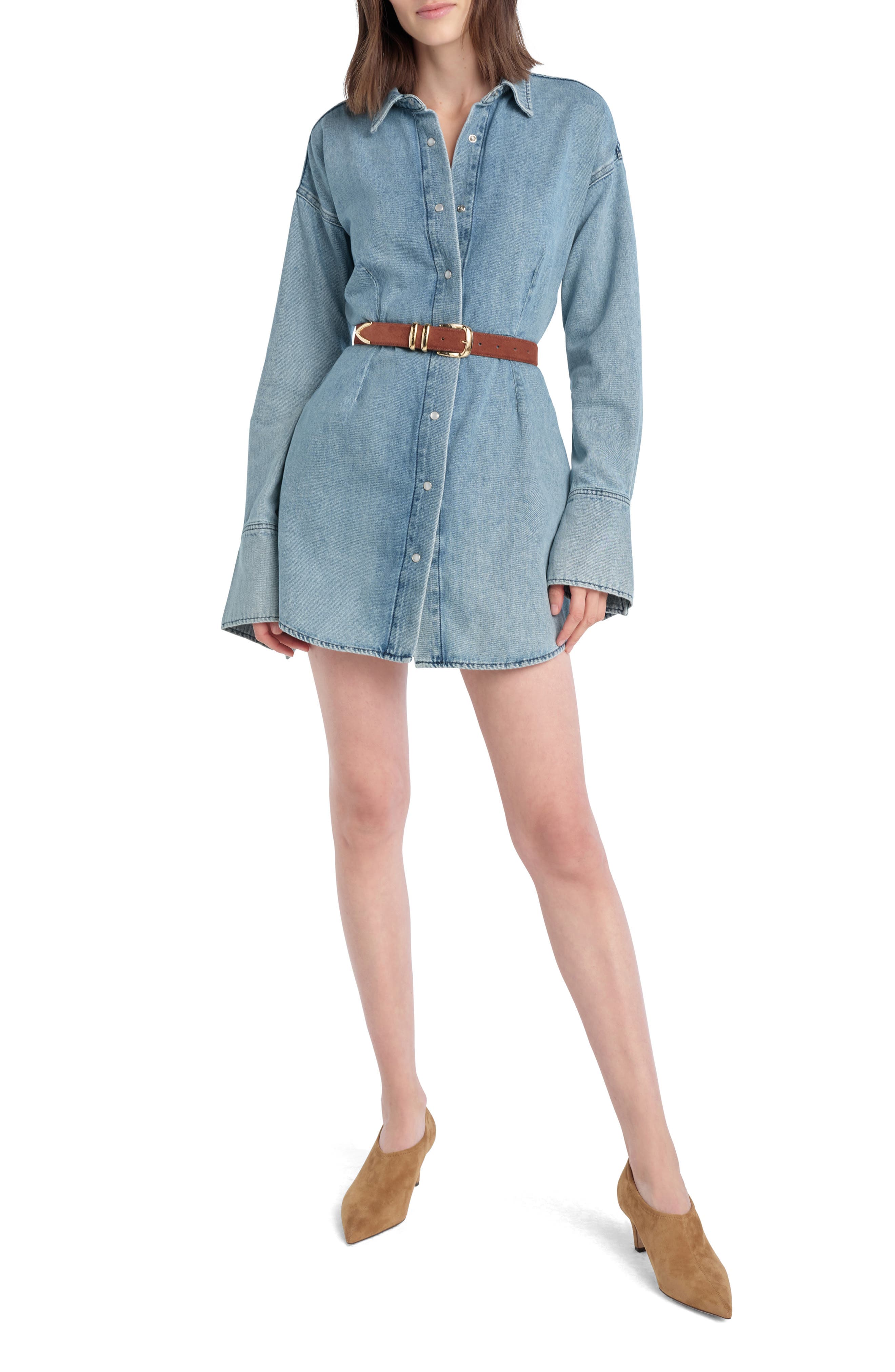 The Eyes On Me Denim Mini Shirtdress - image 1