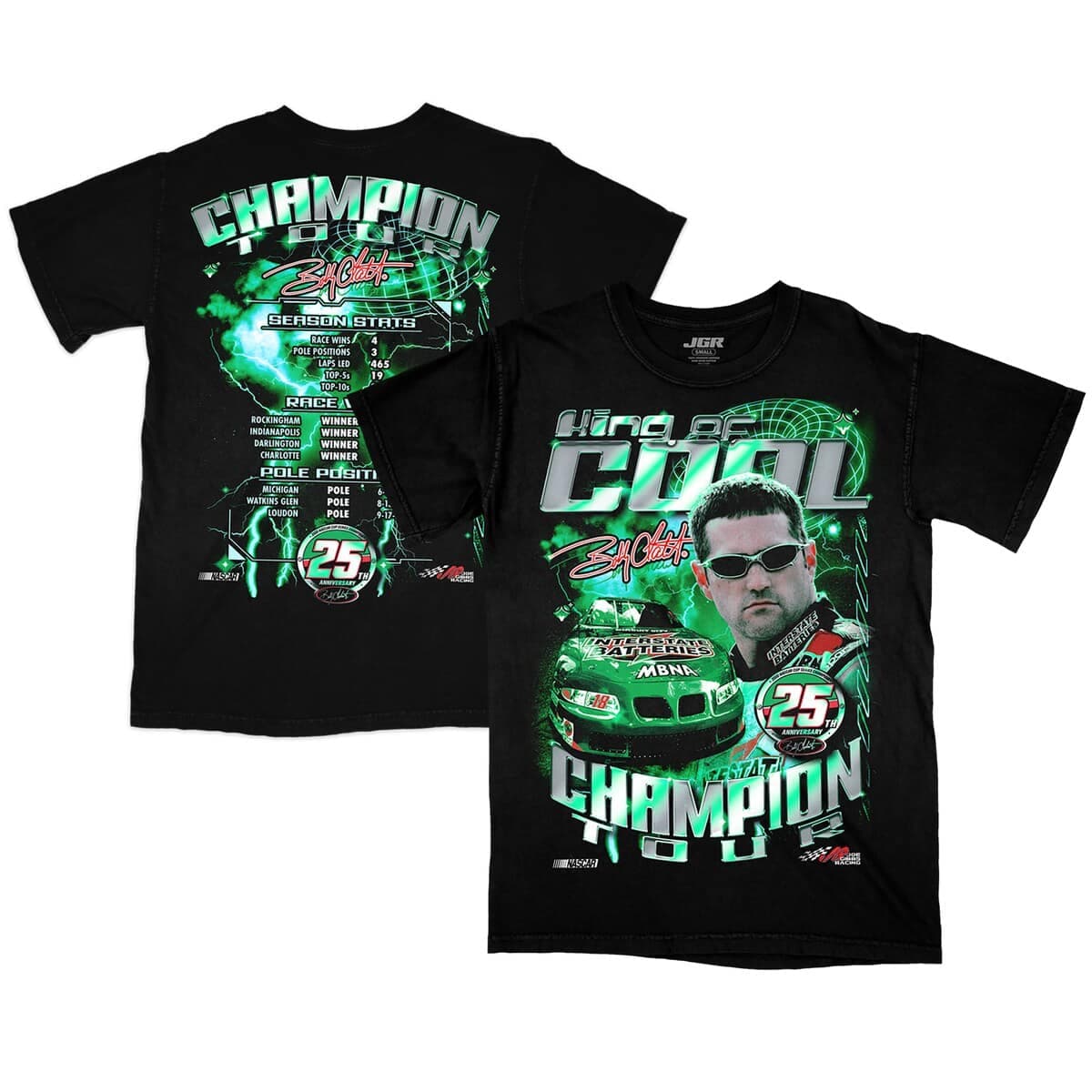 Men's Joe Gibbs Racing Team Collection Black Bobby Labonte Interstate Batteries Legends T-Shirt - image 1
