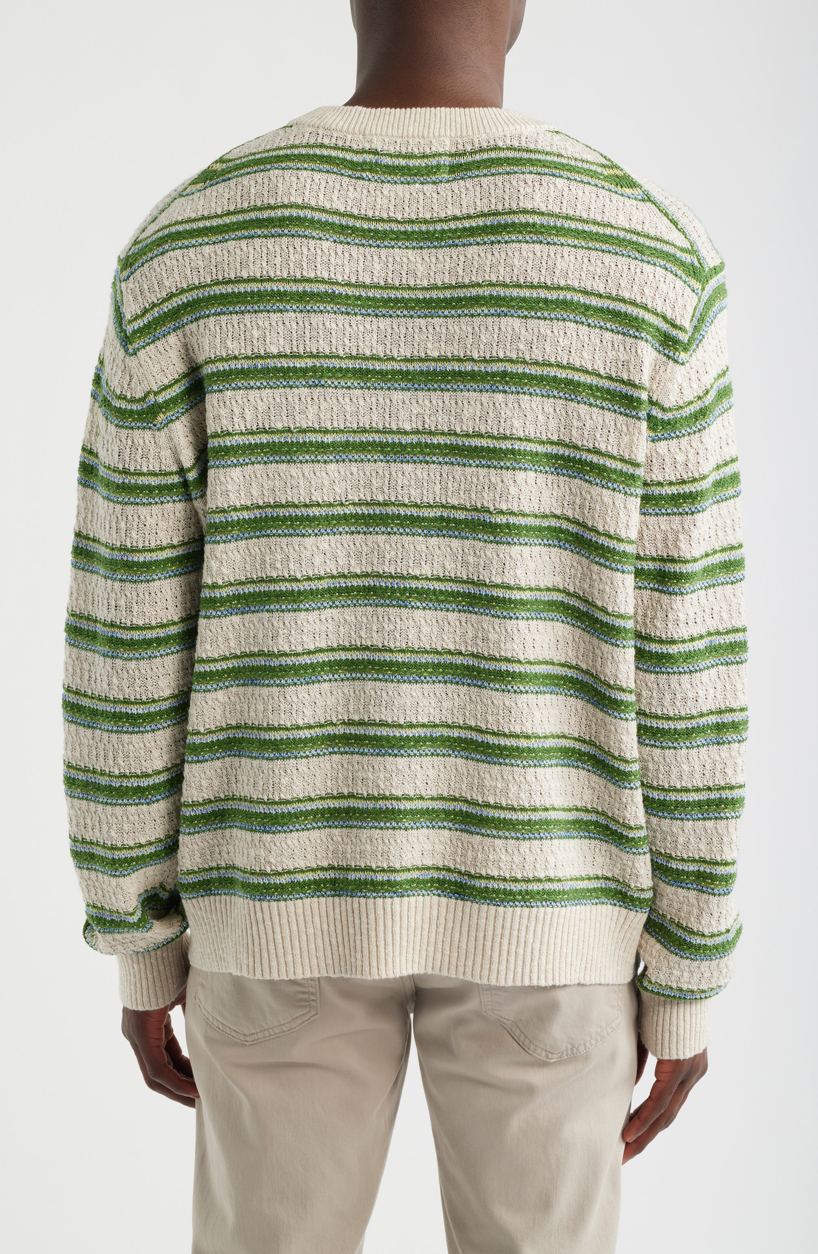 Stripe Cotton, Linen & Silk Sweater - image 2