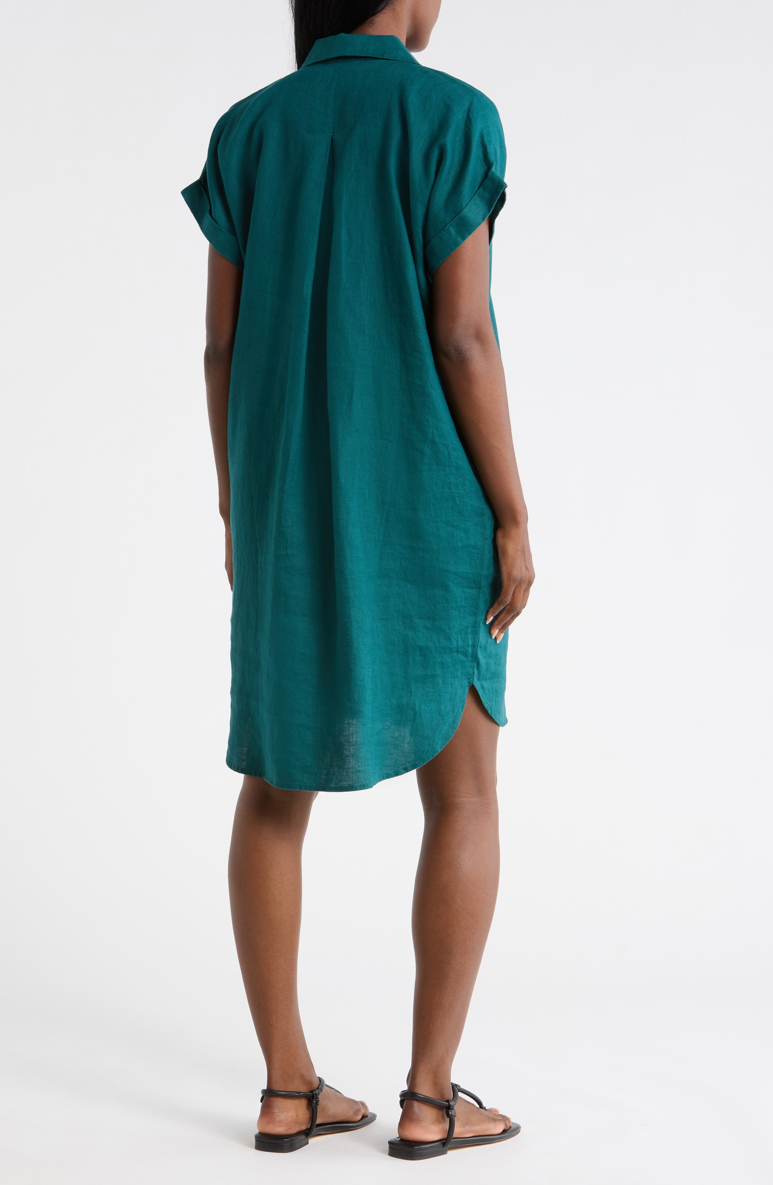 Notch Collar Linen Shirt Dress - image 4