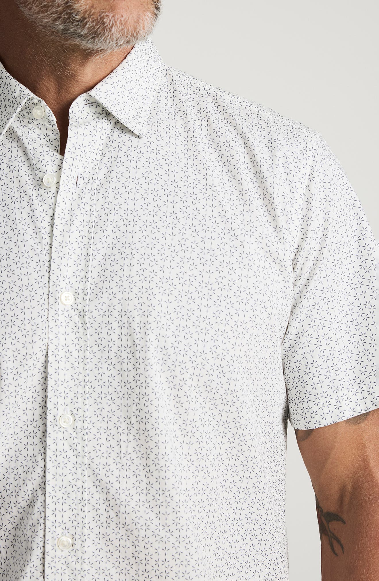 Geo Floral Short Sleeve Stretch Luxe Twill Button-Up Shirt - image 2