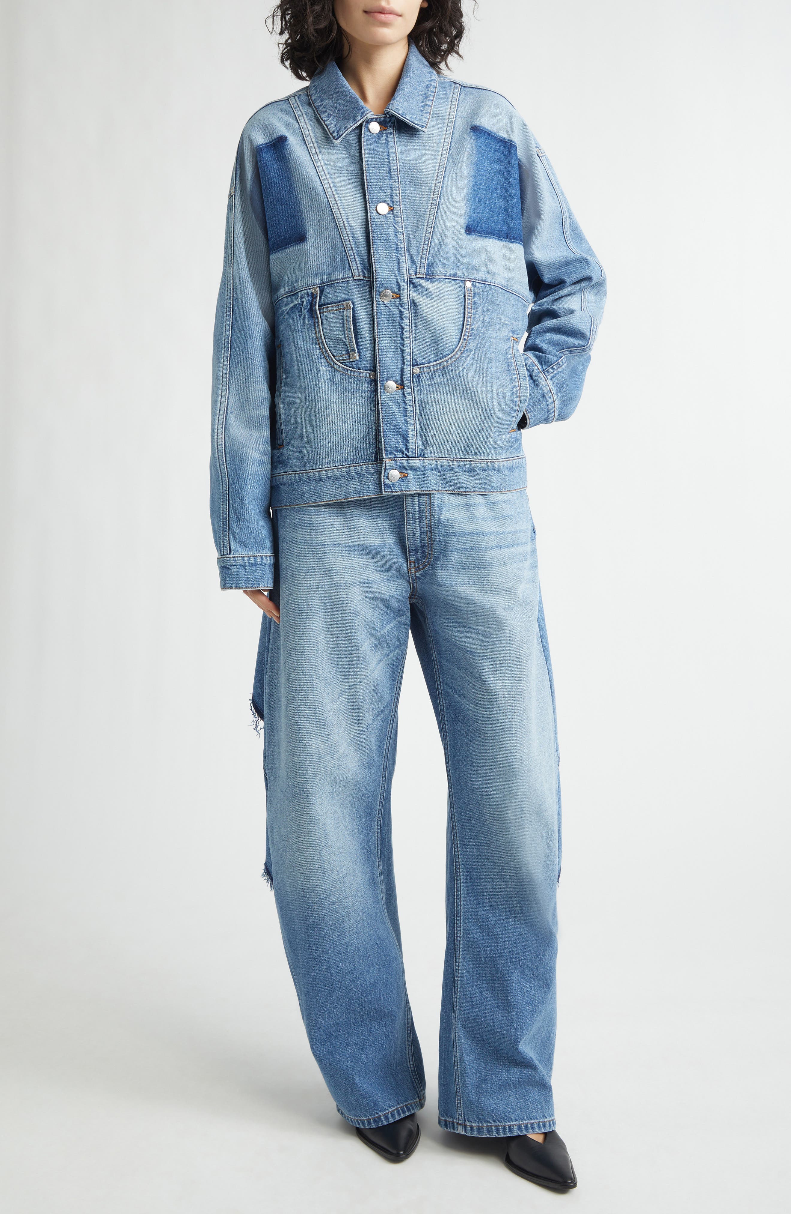 Deconstructed Curved Barrel Leg Jeans - image 2