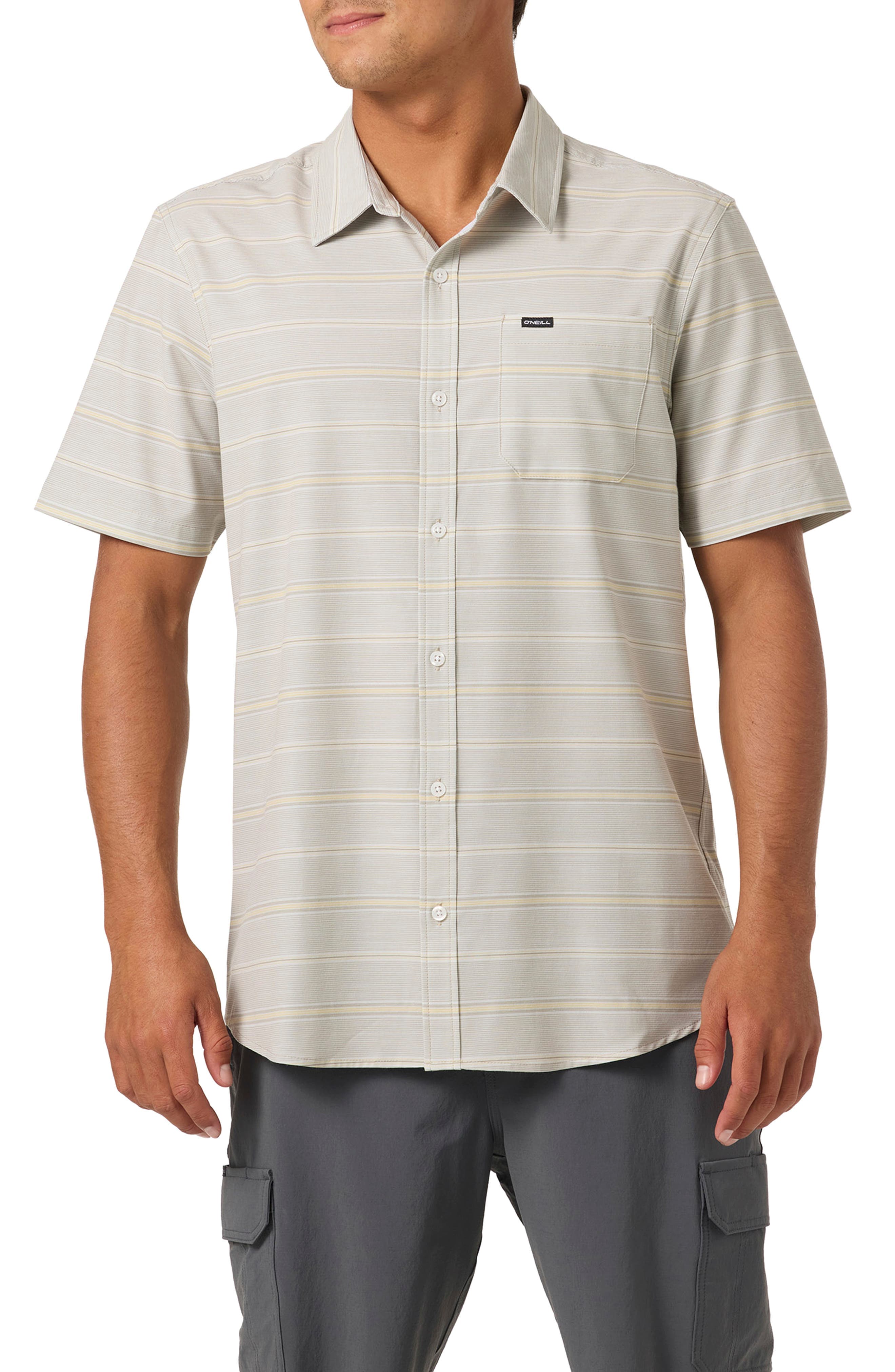 Relaxed Fit Short Sleeve Performance Slub Button-Up Shirt - image 1