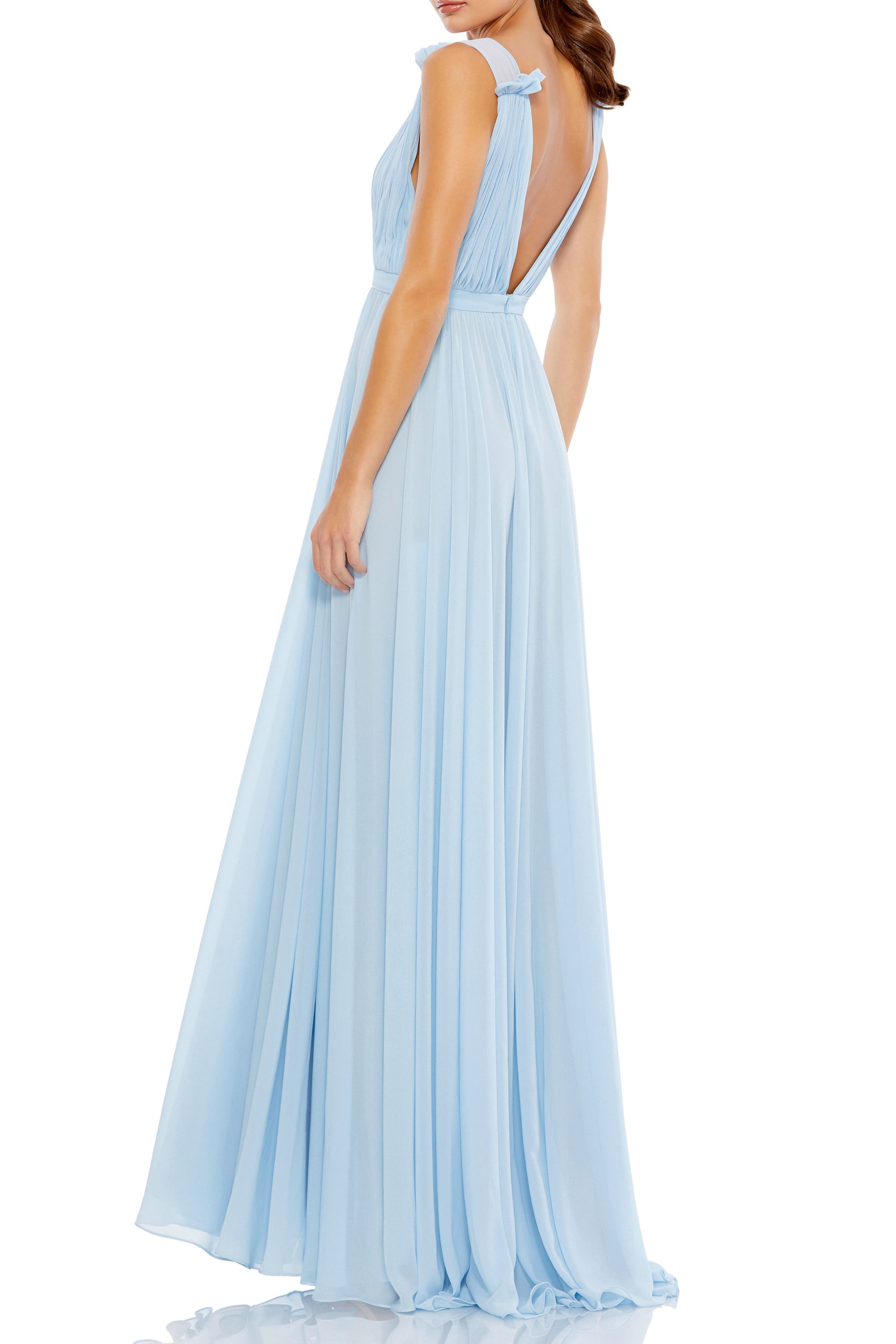 Petite Sleeveless Pleated Chiffon V-Neck Gown - image 2