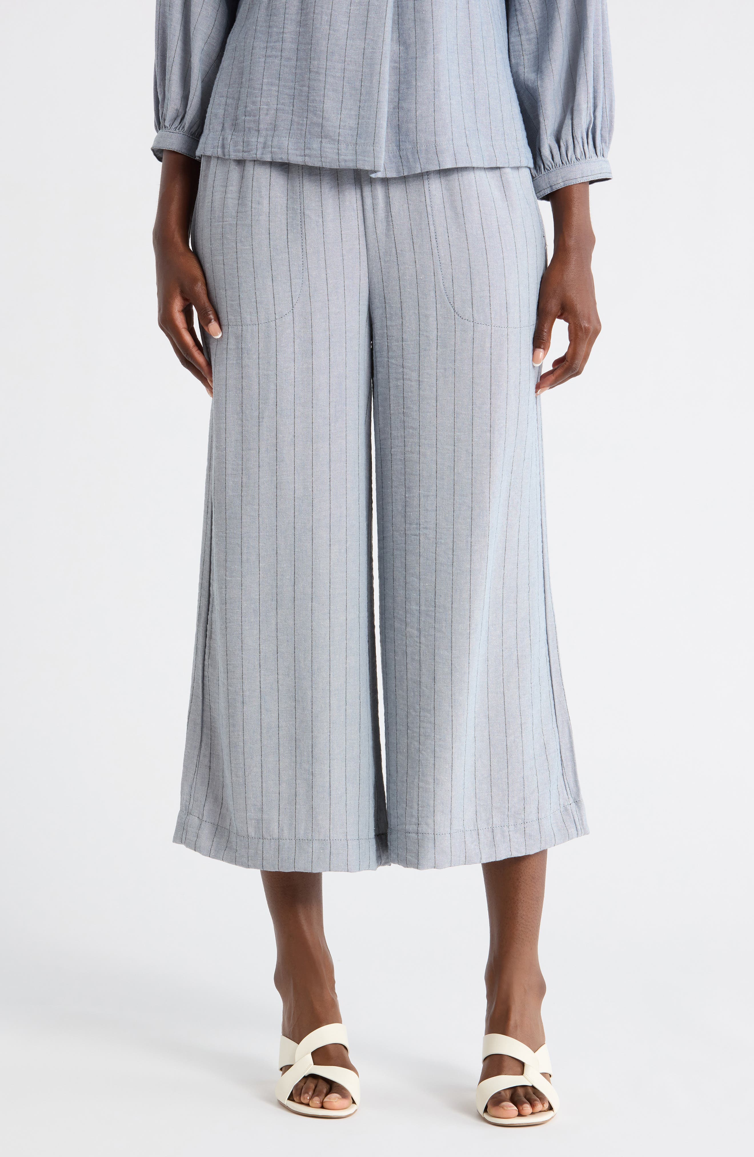 Tie Waist Crop Wide Leg Pants - image 1