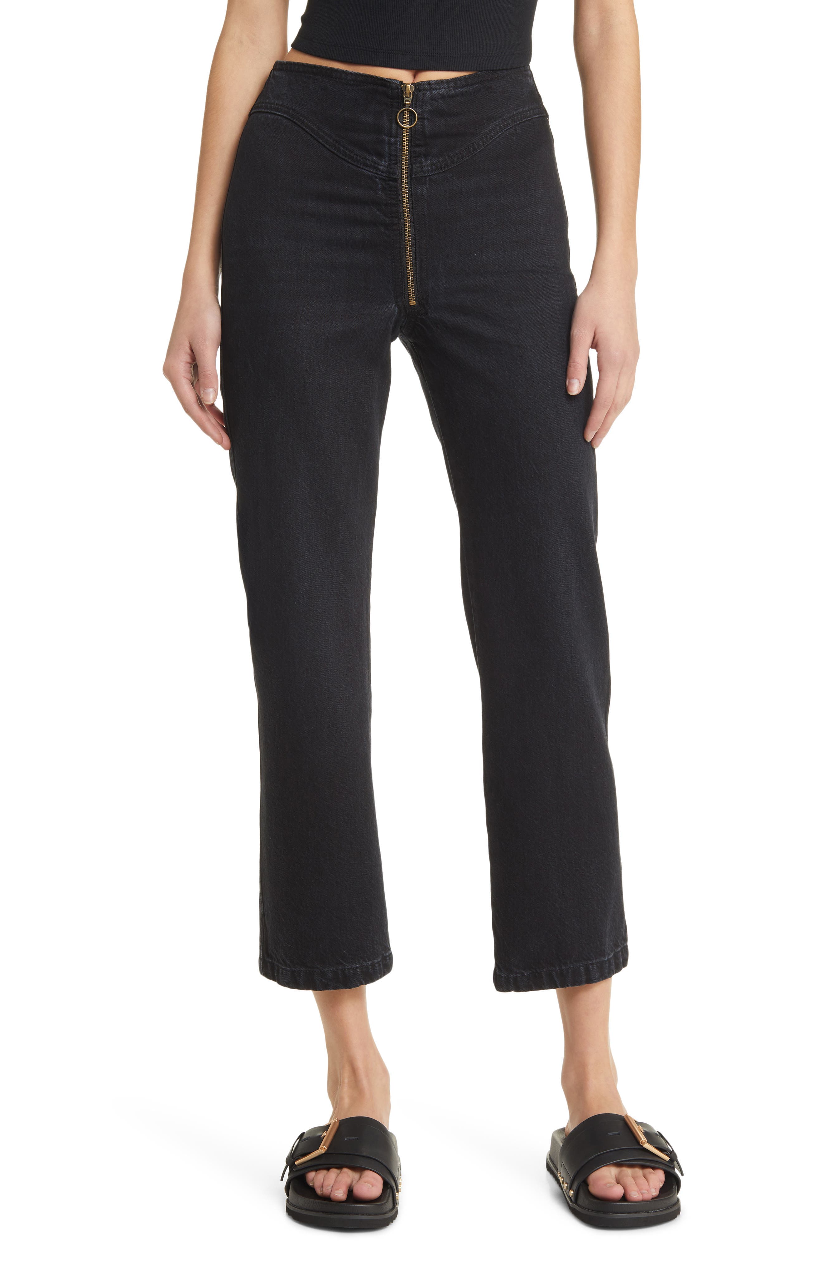 The Zip Up High Waist Ankle Straight Leg Jeans - image 1