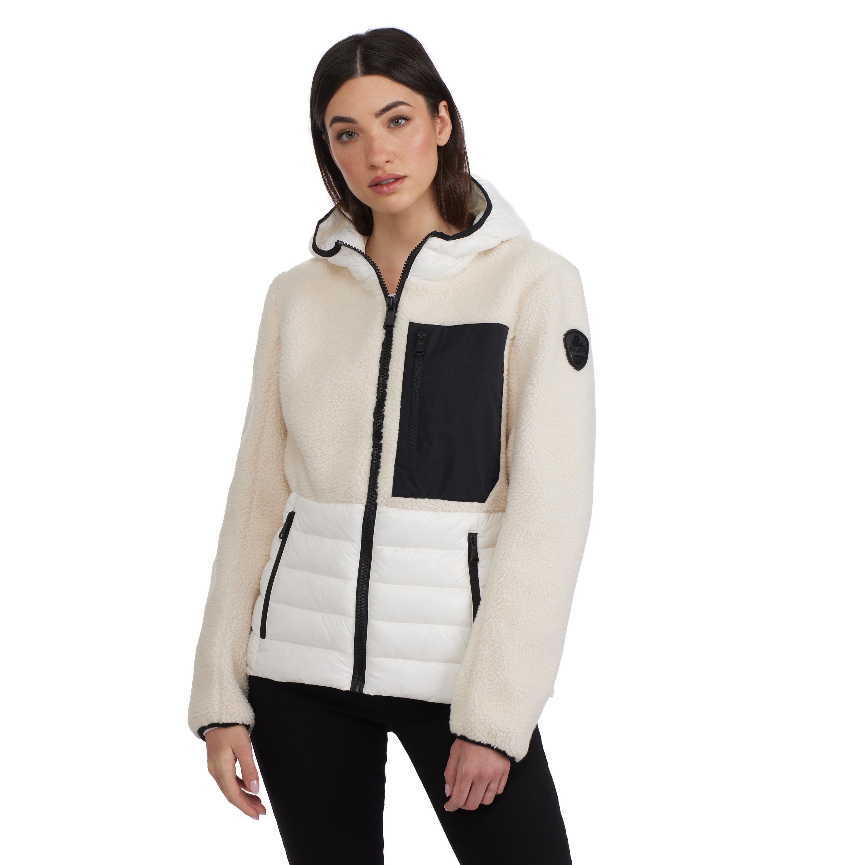 Fawn Lightweight Mixed Media Jacket with Fixed Hood - image 1