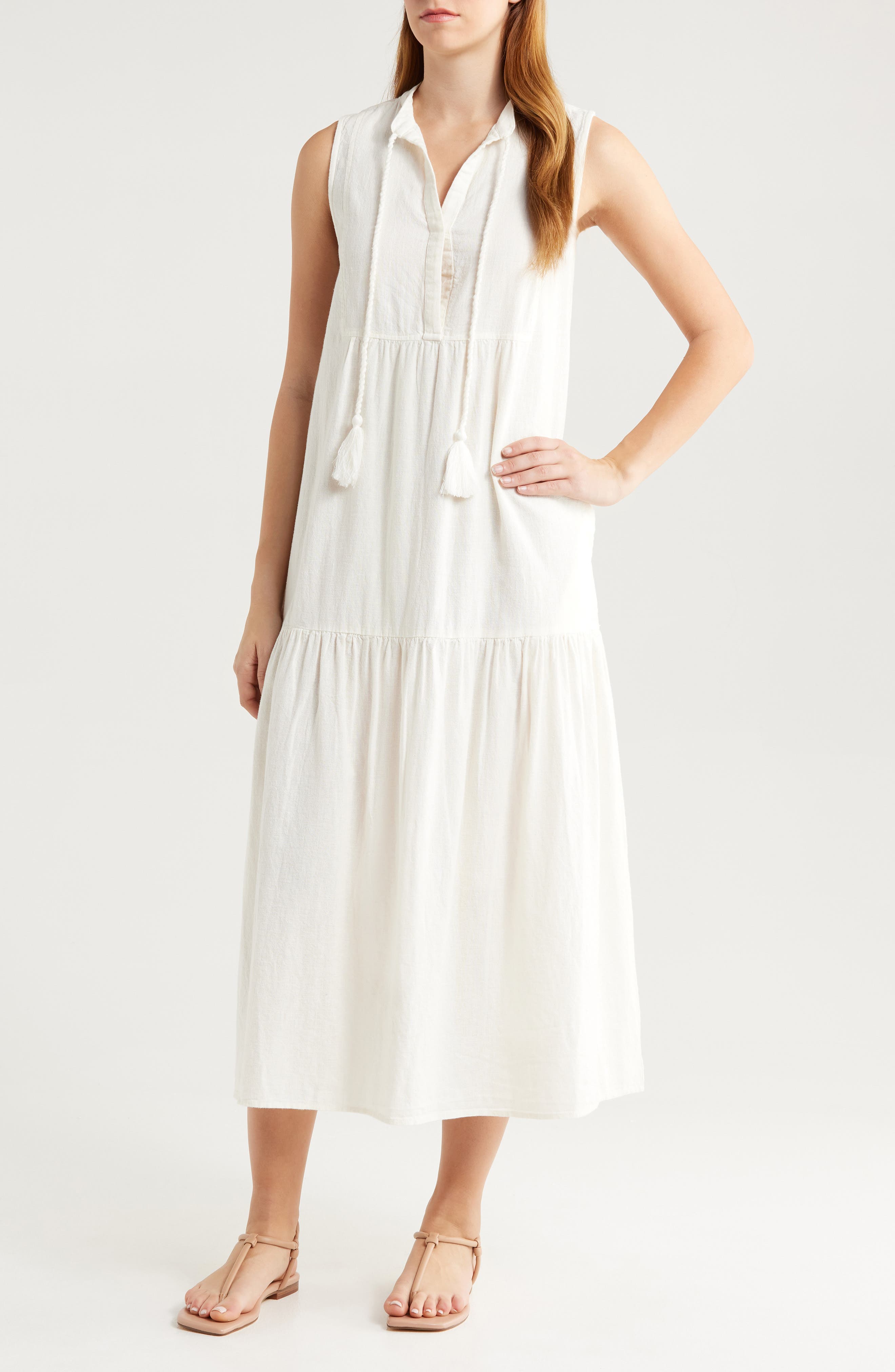 Tiered Cotton & Linen Cover-Up Dress - image 1