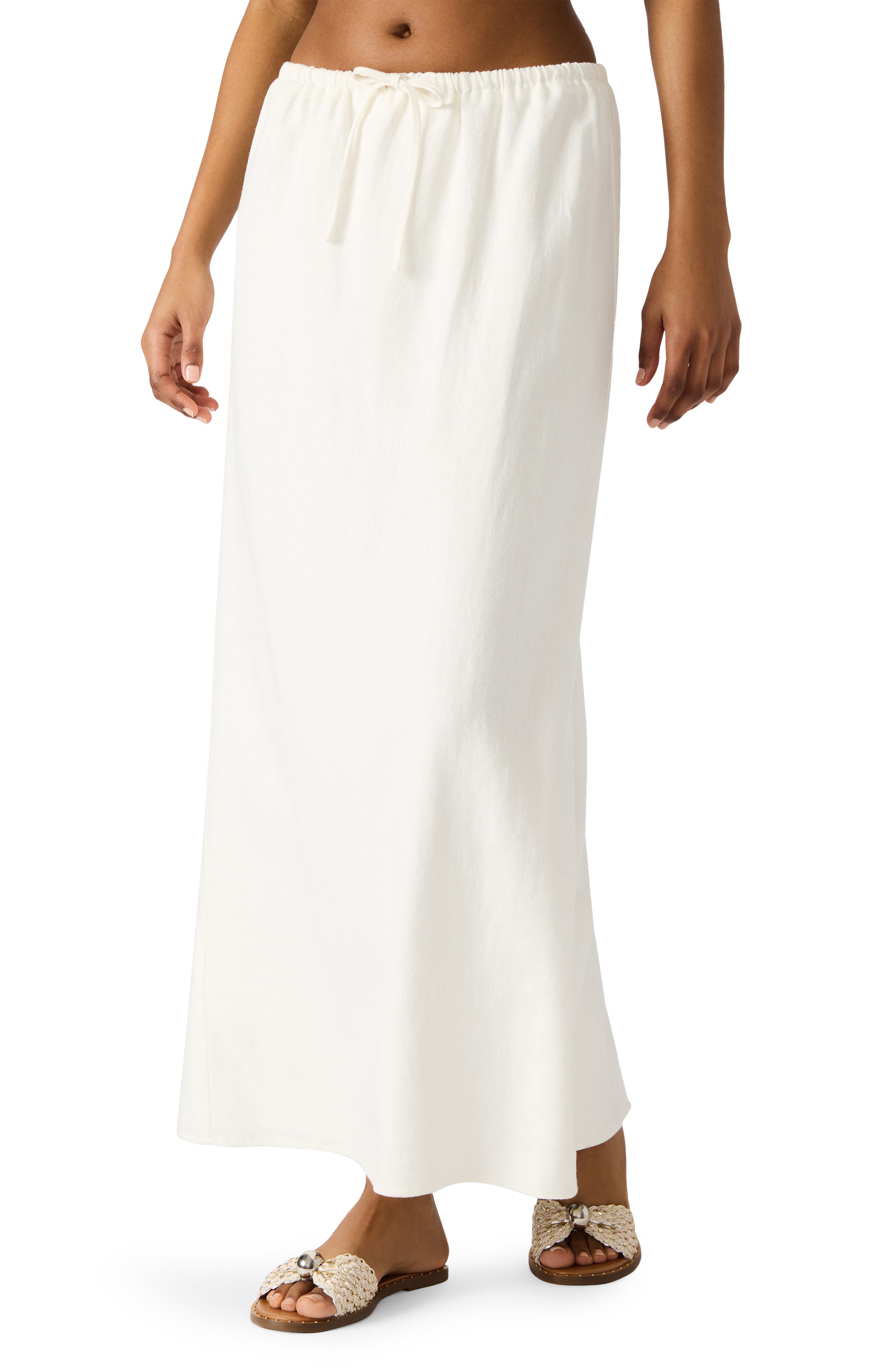 Cadi Linen Drawstring Waist Maxi Skirt - image 1