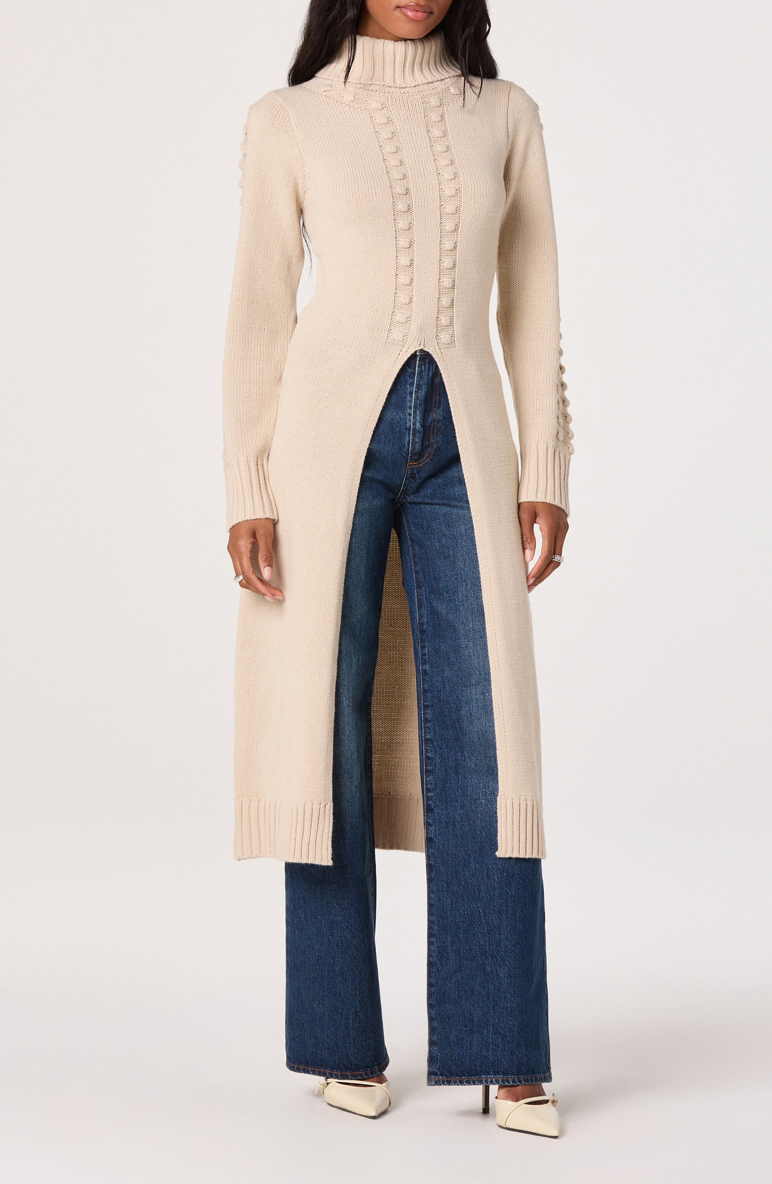 Textured Maxi Turtleneck Sweater - image 1