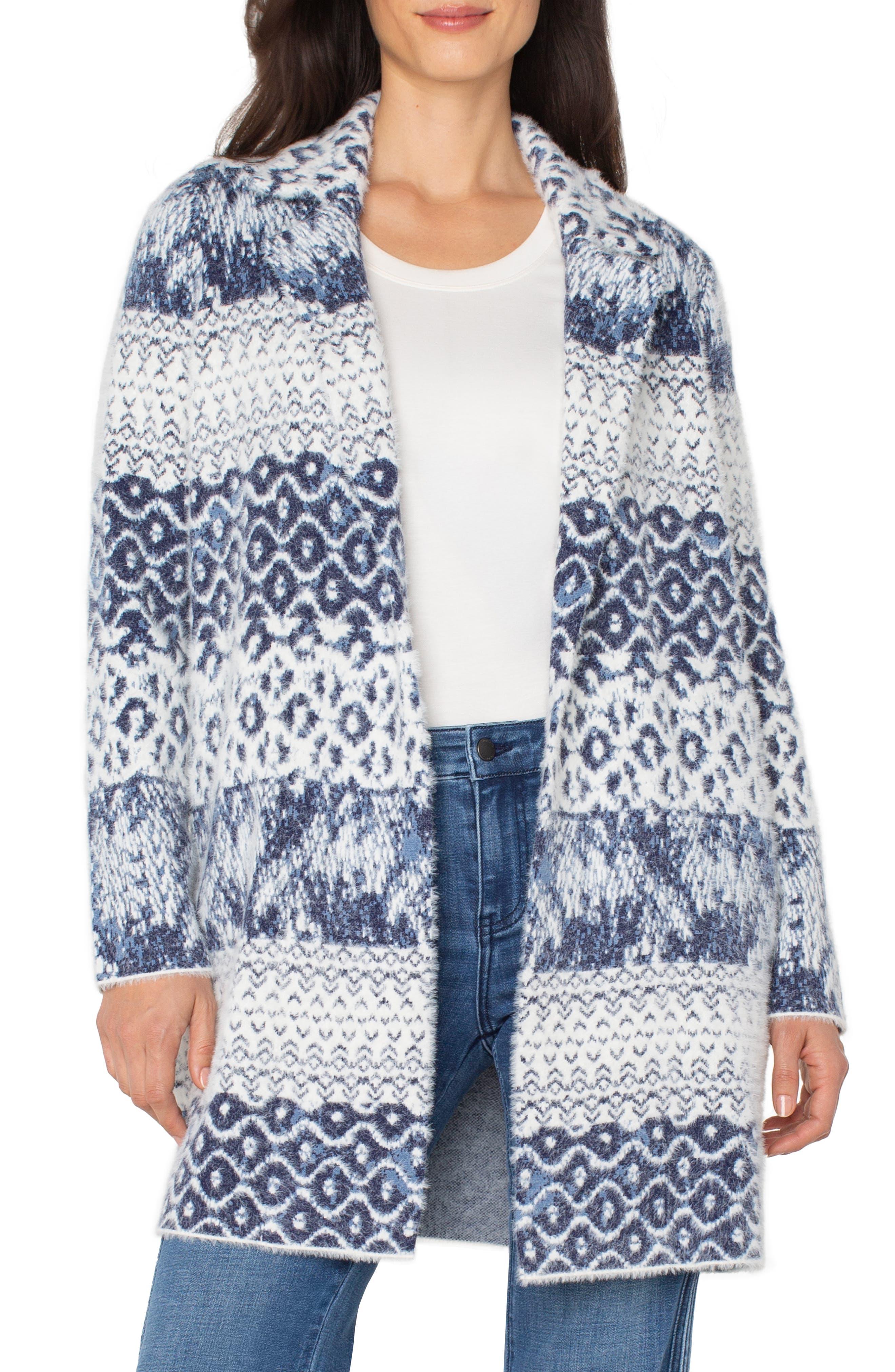 Longline Open Front Jacquard Cardigan - image 1