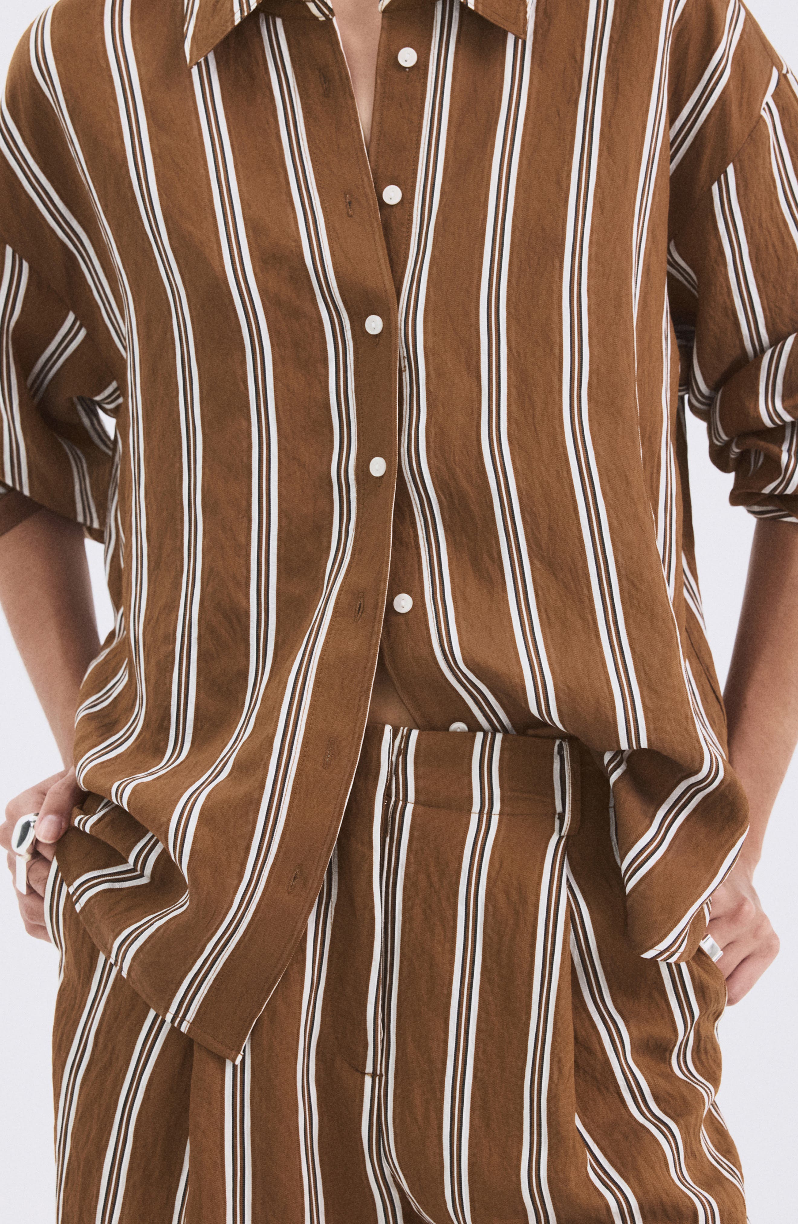 Stripe Straight Button-Up Shirt - image 2