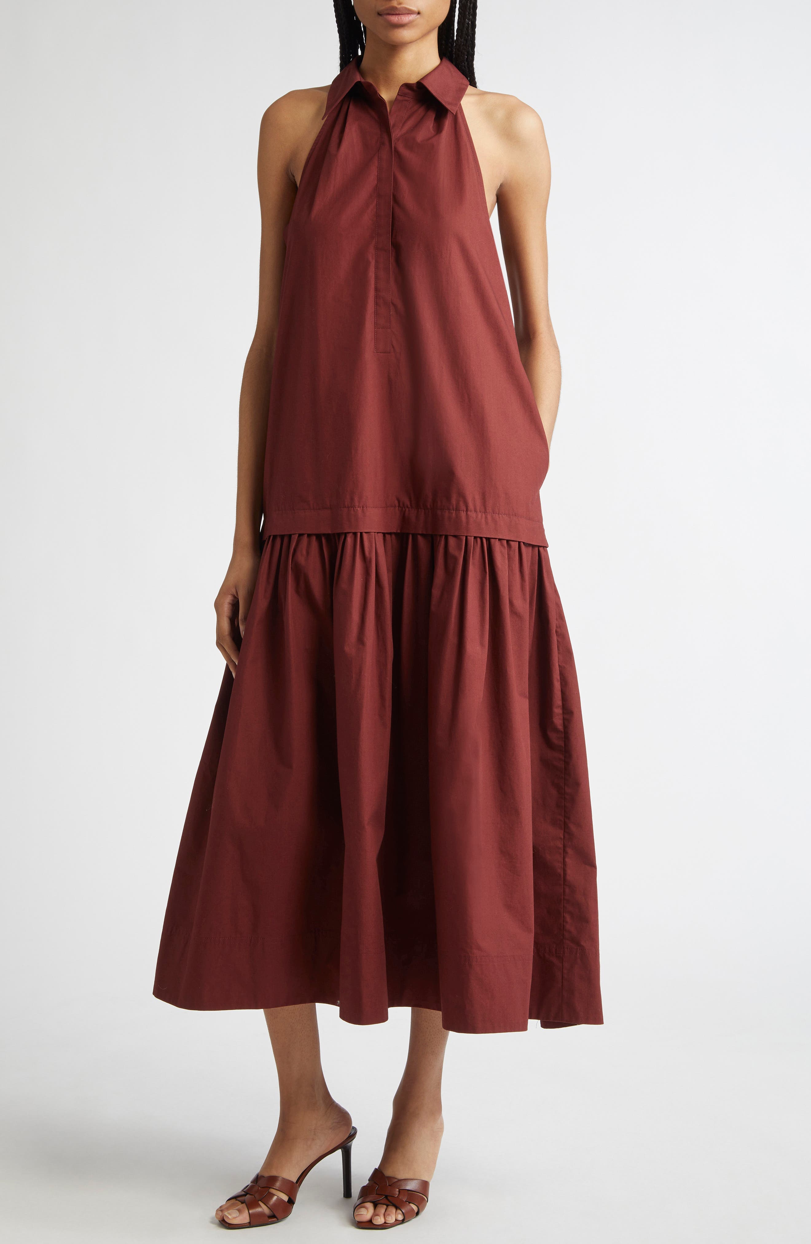 Vera Sleeveless Poplin Maxi Shirtdress - image 1