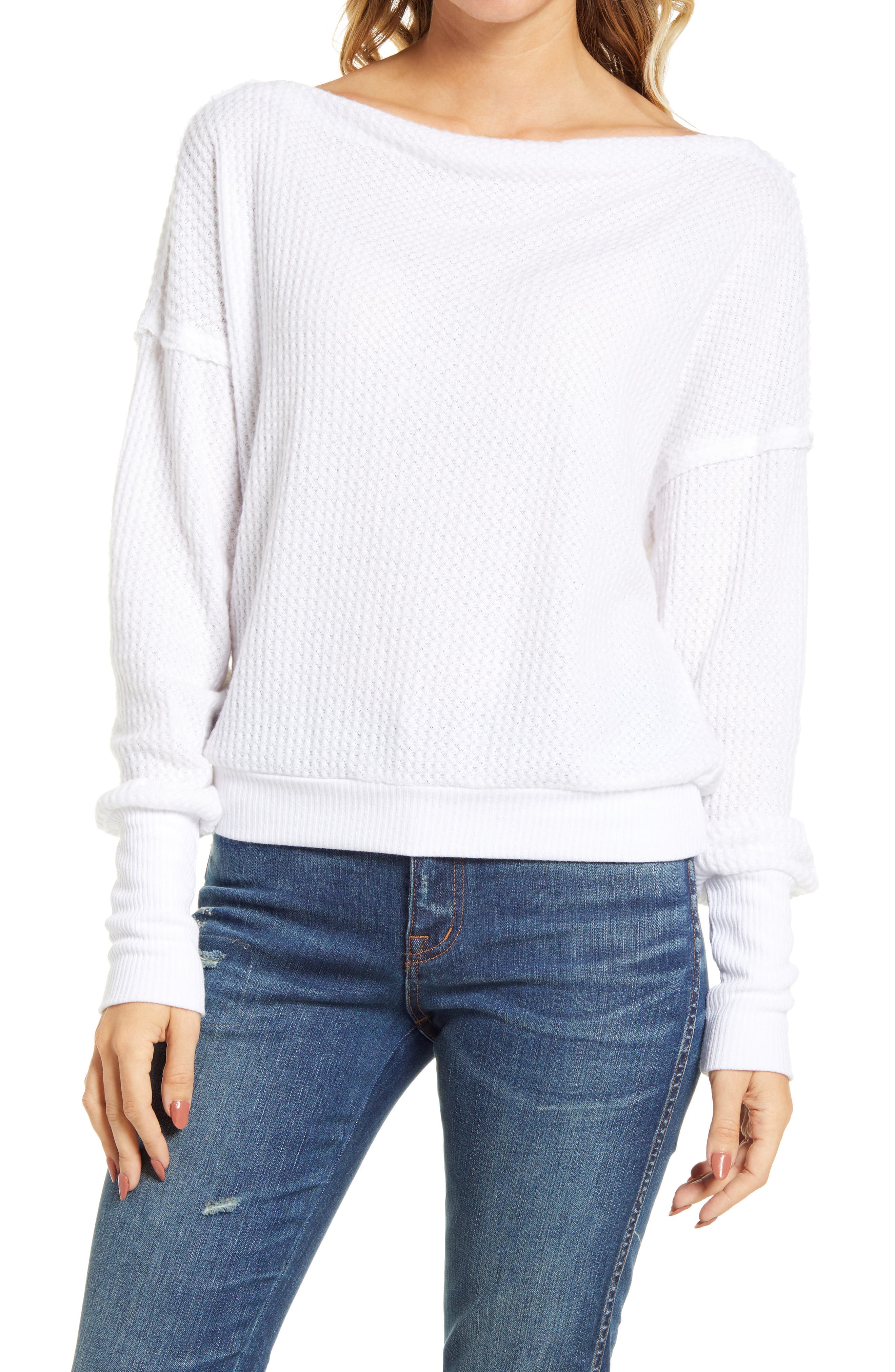 Off the Shoulder Thermal Knit Top - image 1
