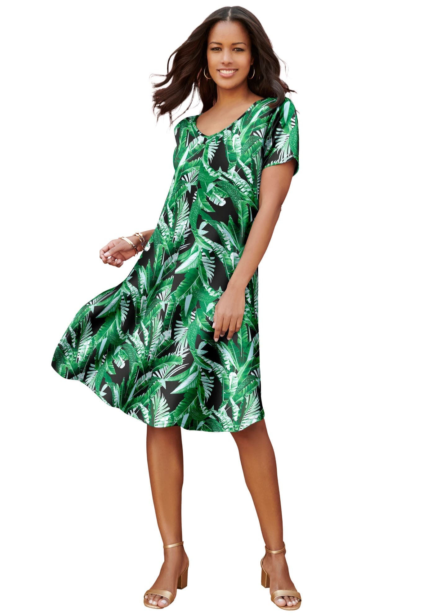 Plus Size Short Sleeve Sleeve Swing Dress - image 4
