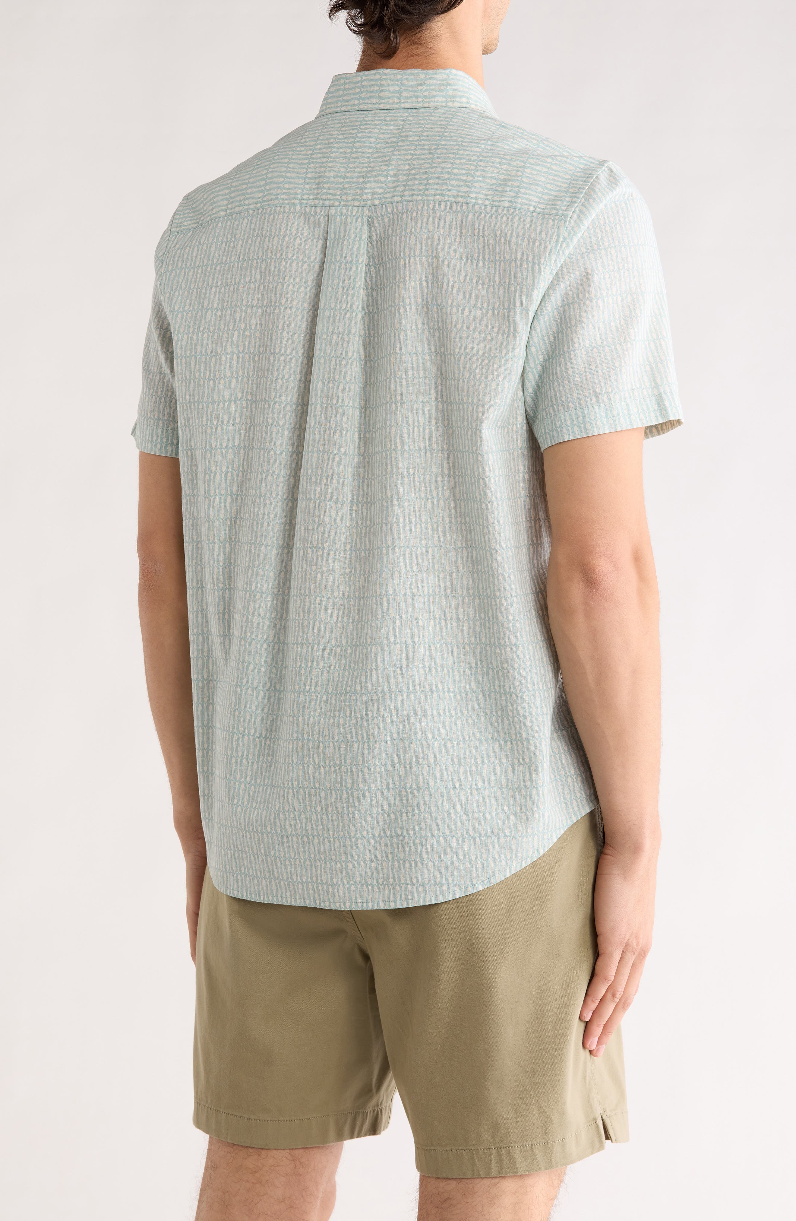Fish Print Linen & Cotton Short Sleeve Shirt - image 2