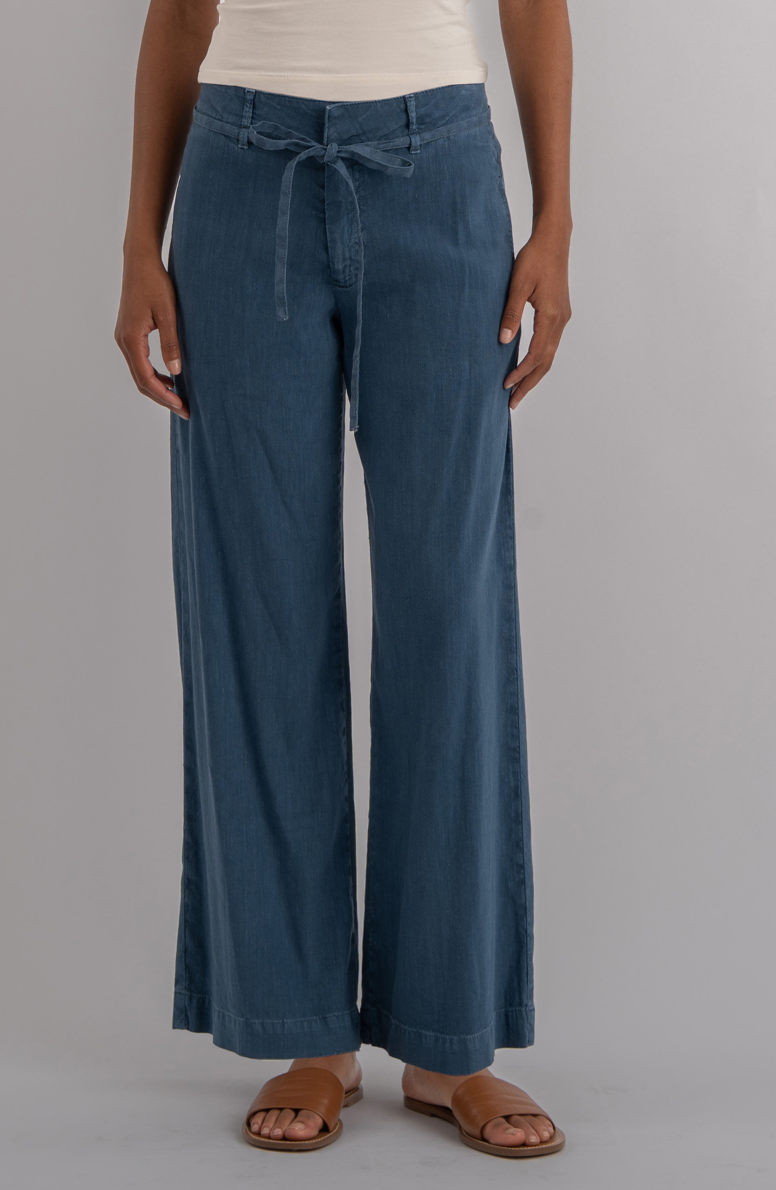 Meg Drawstring Wide Leg Linen Blend Pants - image 1