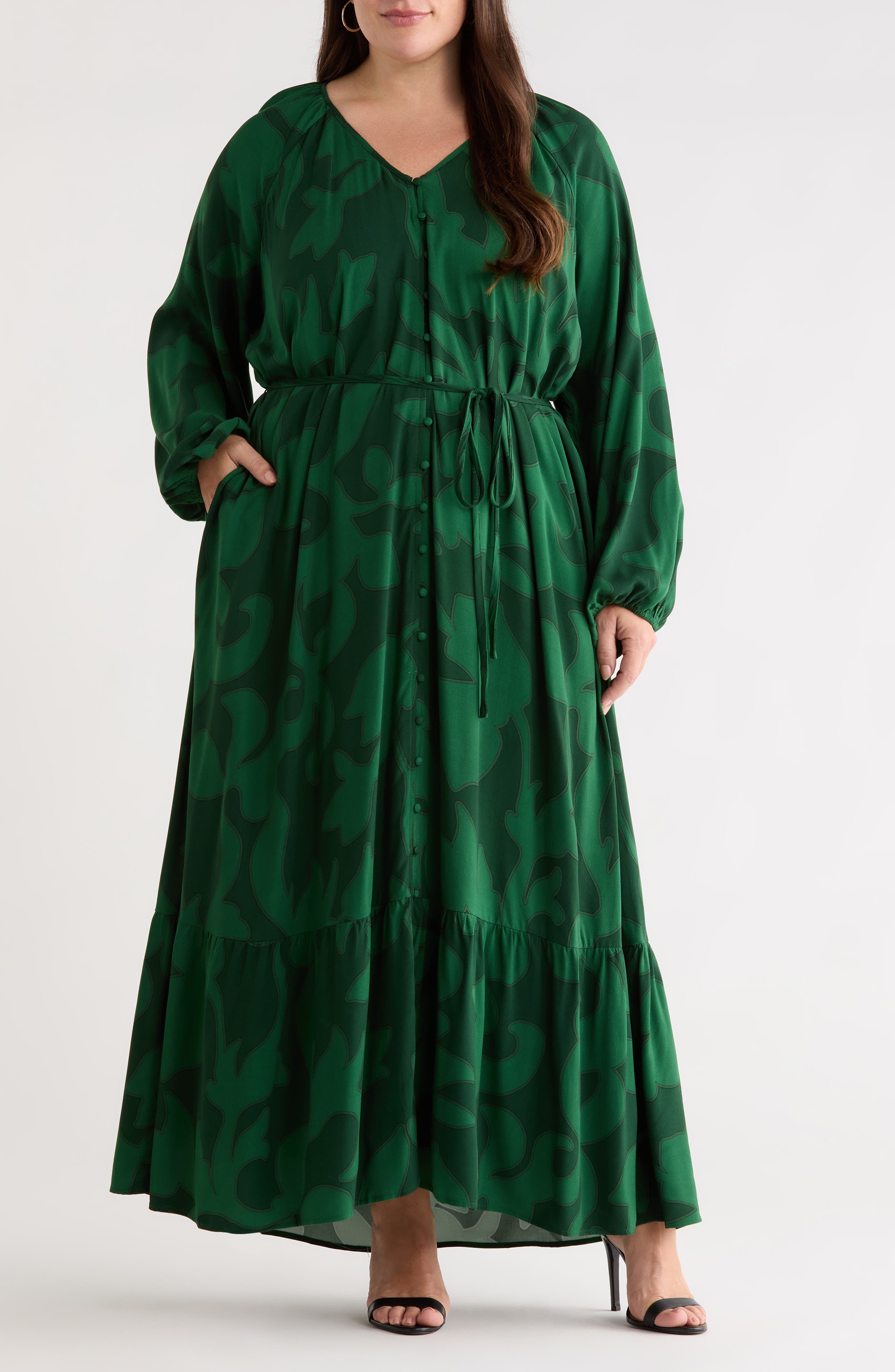 Benti Abstract Print Long Sleeve Dress - image 1