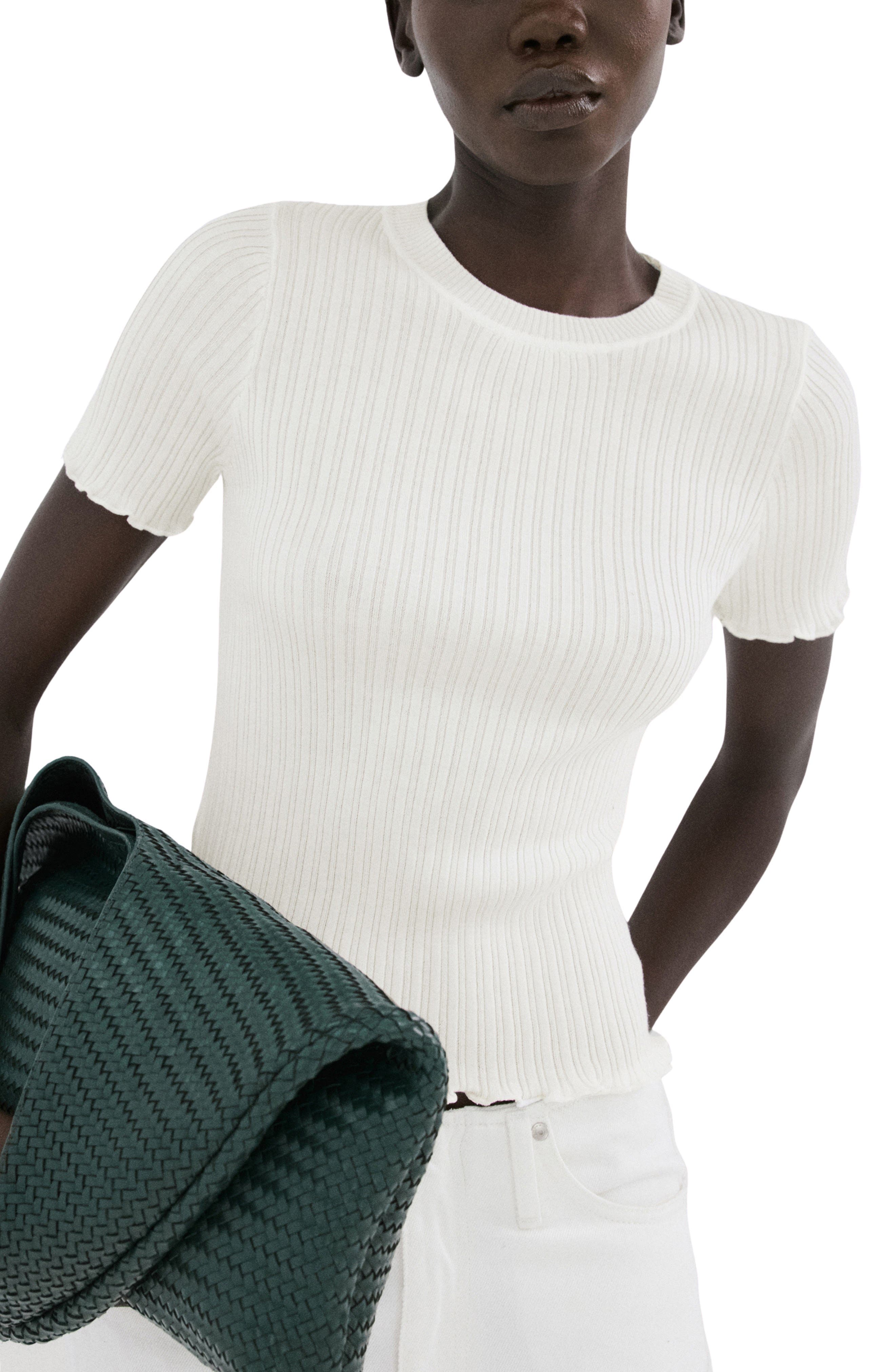 Cotton Blend Rib T-Shirt - image 1
